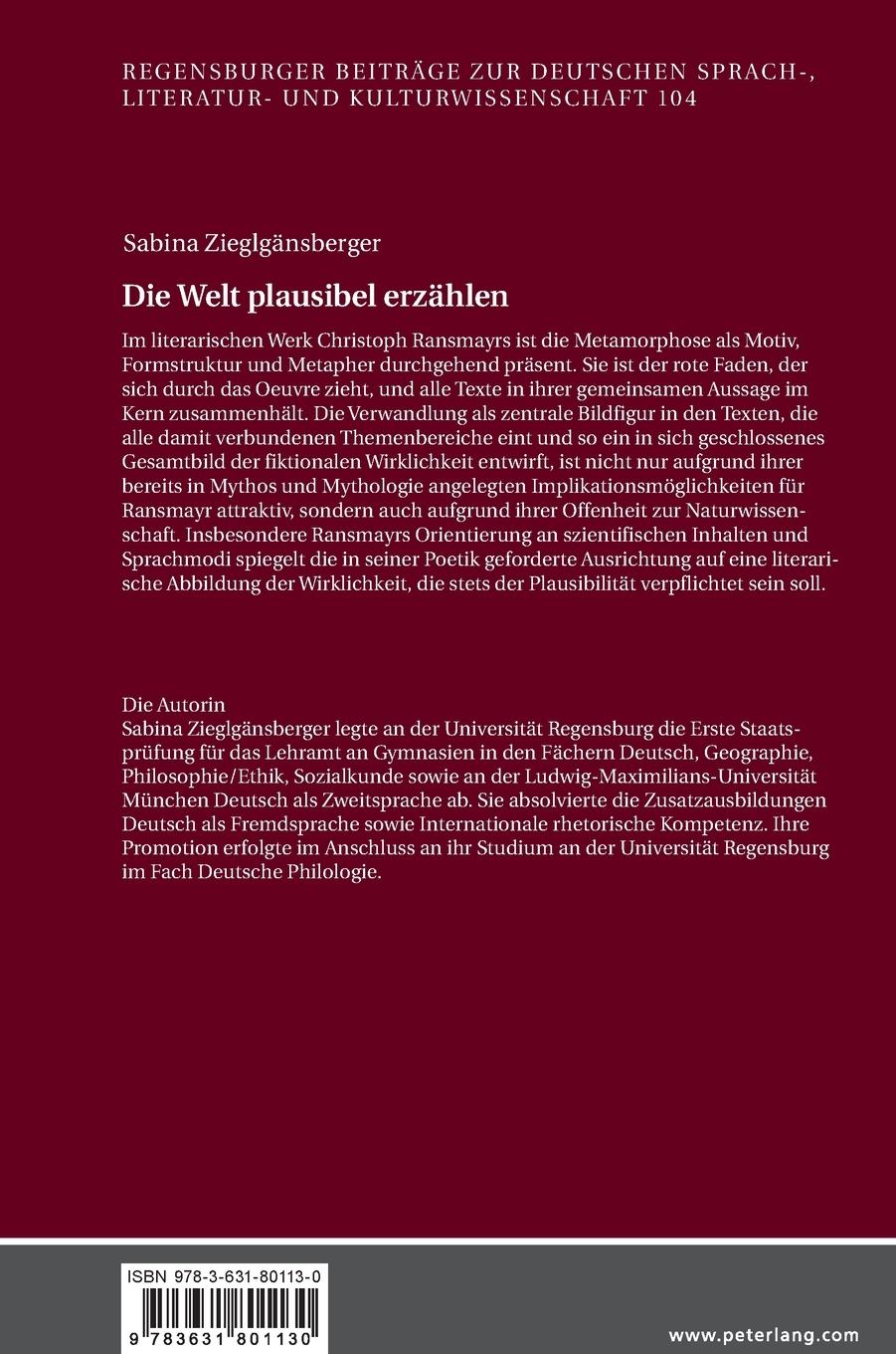 Rückseitencover Die Welt plausibel erzählen