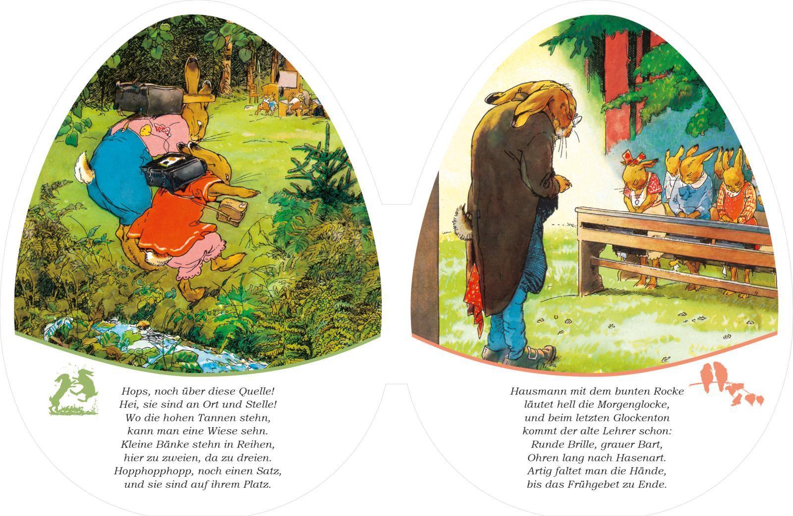 Beispielinhalt (Bild) Die Häschenschule: Pappbilderbuch in Ei-Form