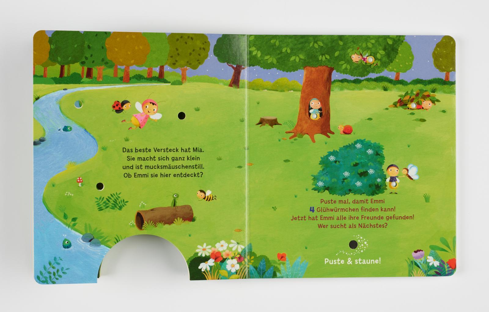 Beispielinhalt (Bild) Mein Puste-Licht-Buch: Glühwürmchen, blink doch mal!
