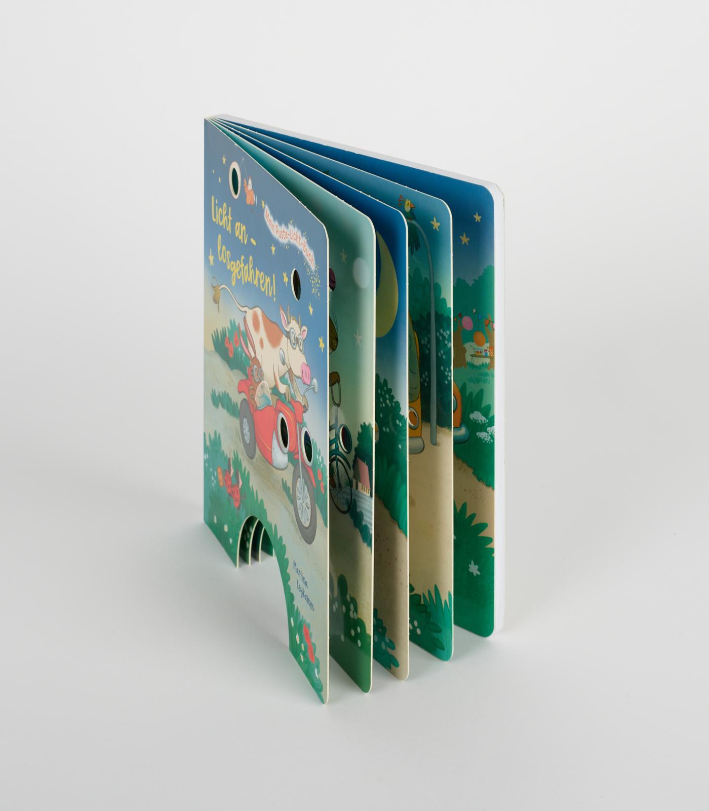 Beispielinhalt (Bild) Mein Puste-Licht-Buch: Licht an - losgefahren!