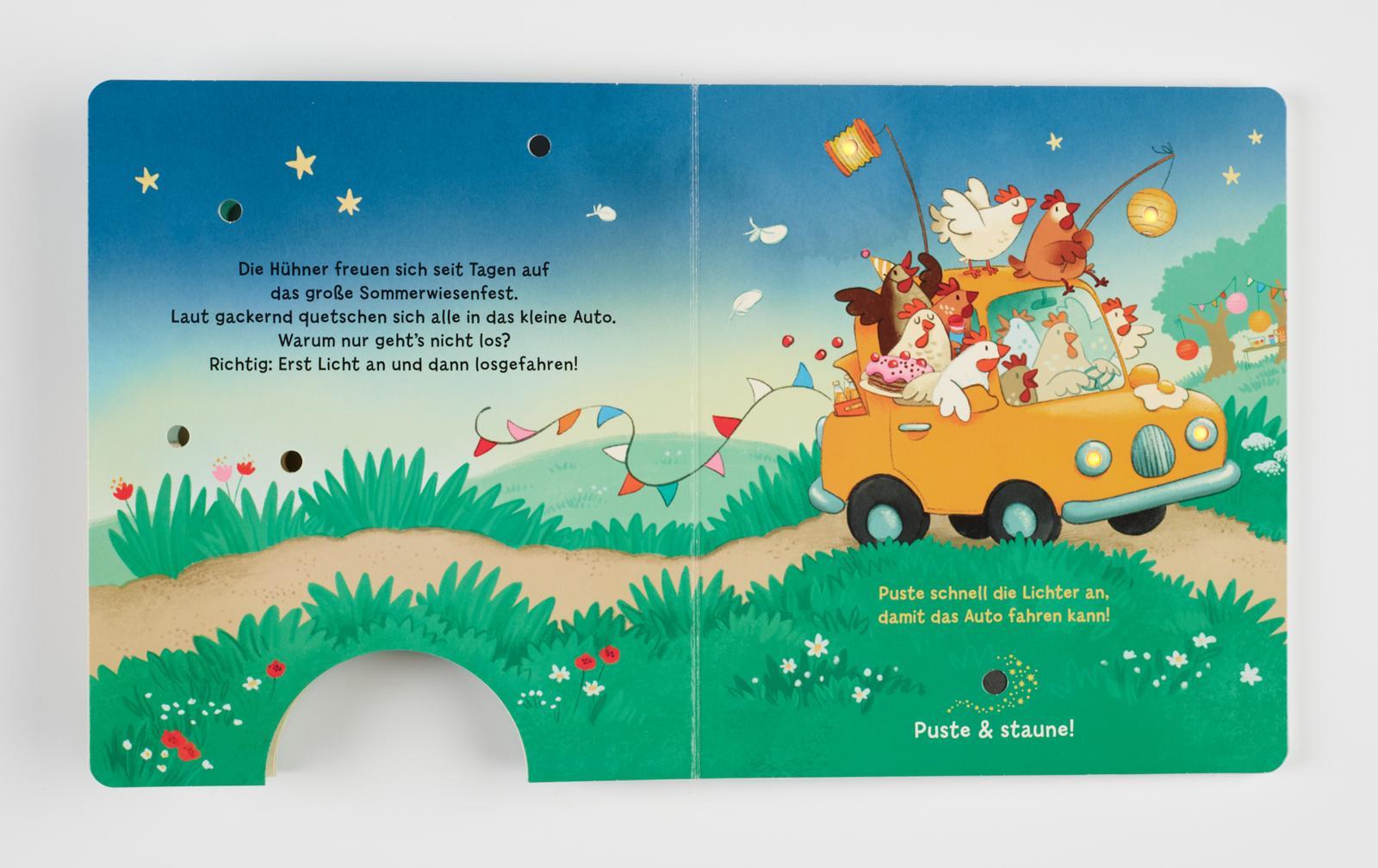 Beispielinhalt (Bild) Mein Puste-Licht-Buch: Licht an - losgefahren!