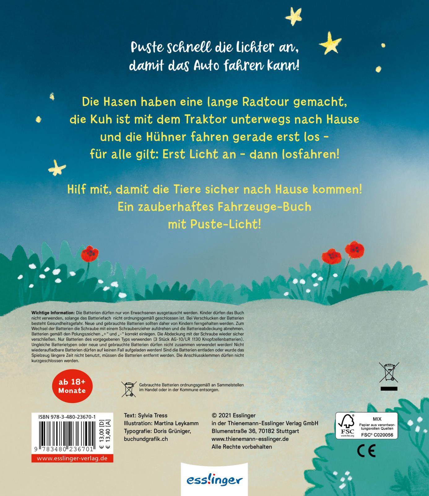 Rückseitencover Mein Puste-Licht-Buch: Licht an - losgefahren!