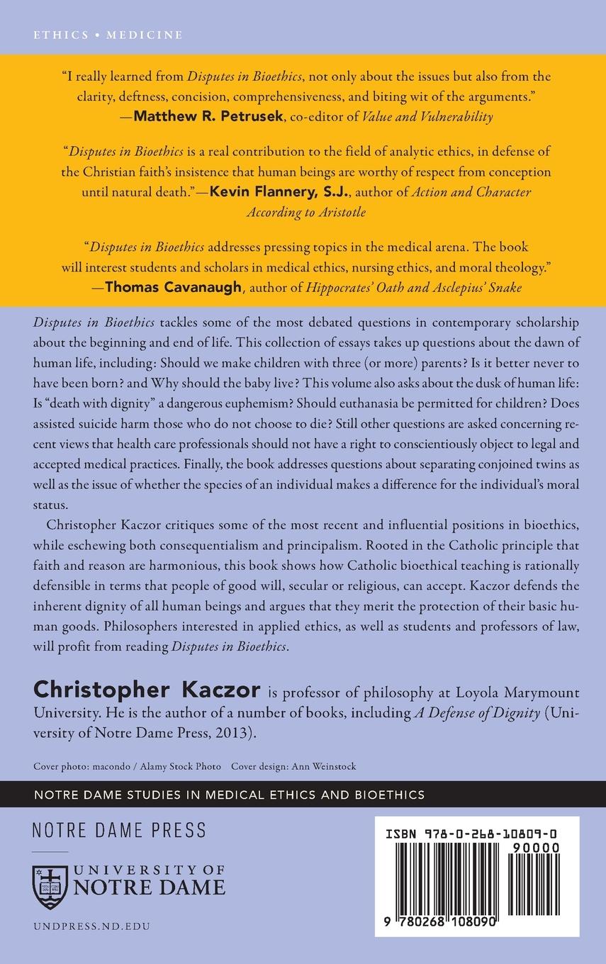 Rückseitencover Disputes in Bioethics