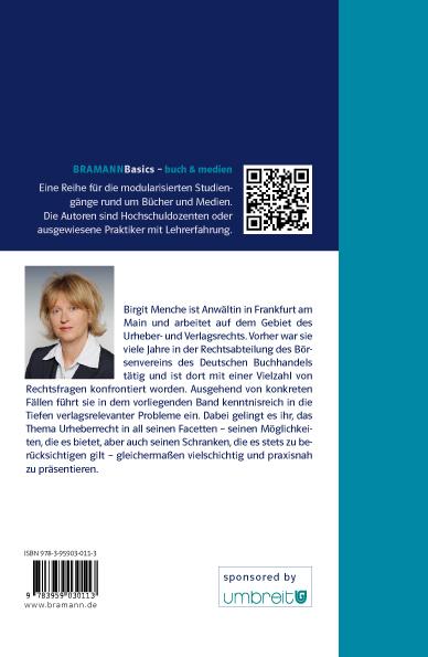 Rückseitencover Urheber- und Verlagsrecht