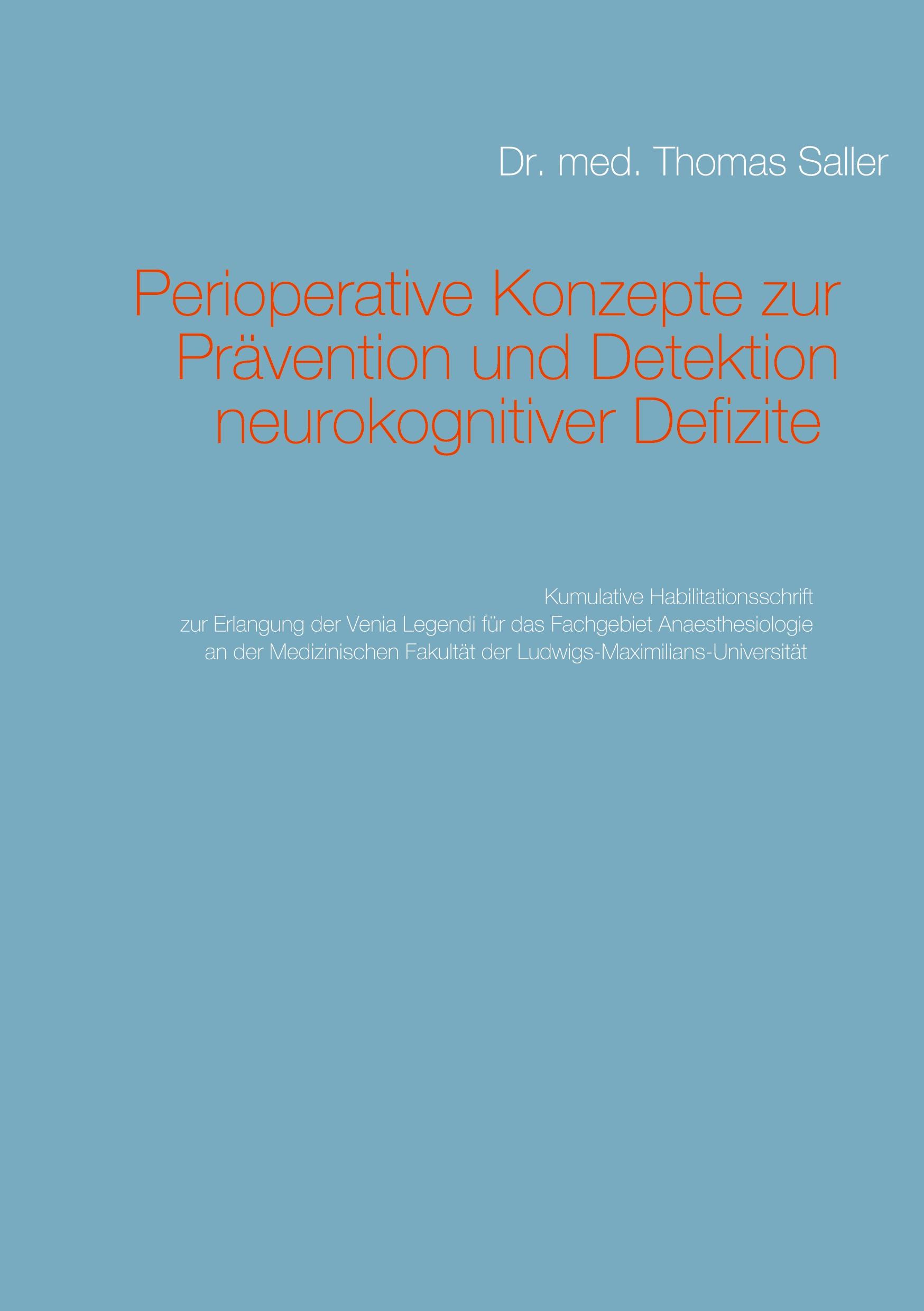 Vorderes Coverbild Perioperative Konzepte zur Prävention und Detektion von neurokognitiven Defiziten