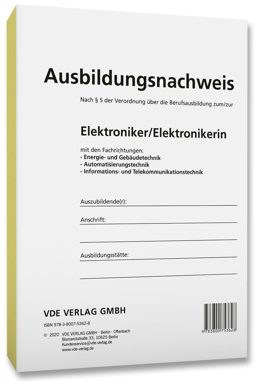 Vorderes Coverbild Ausbildungsnachweis Elektroniker/Elektronikerin