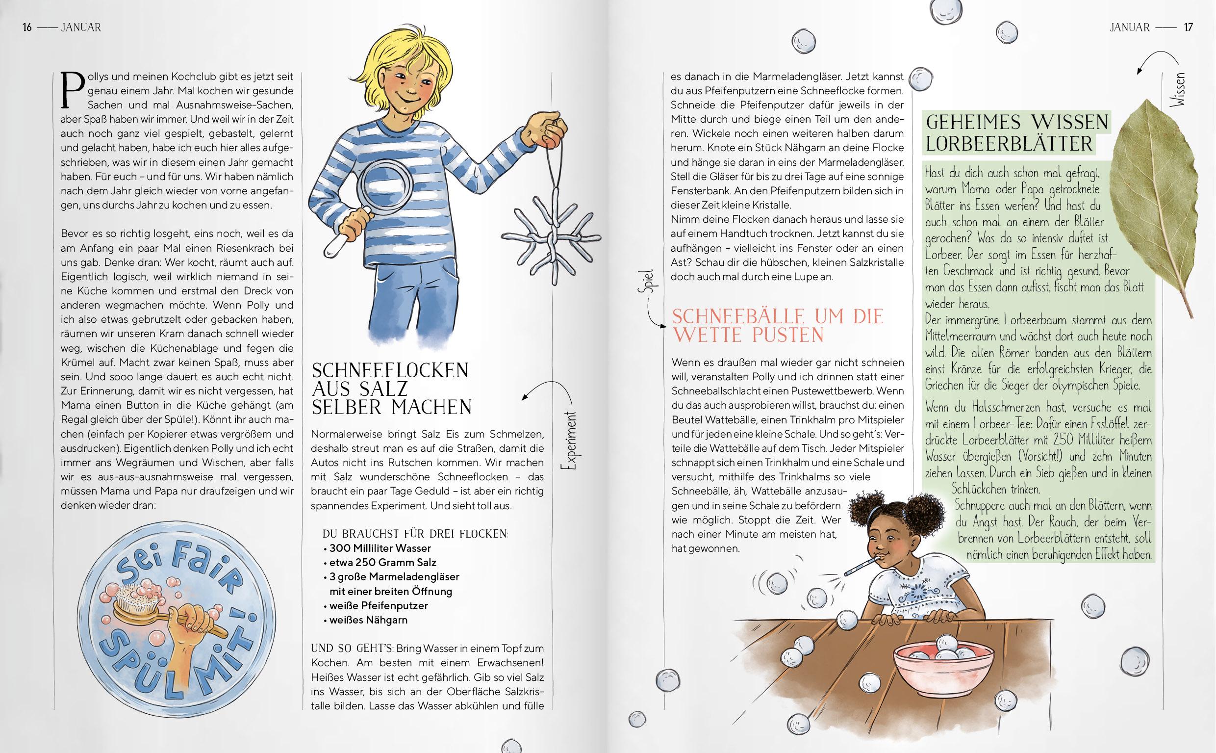 Beispielinhalt (Bild) Polly und Pelle in der Küche