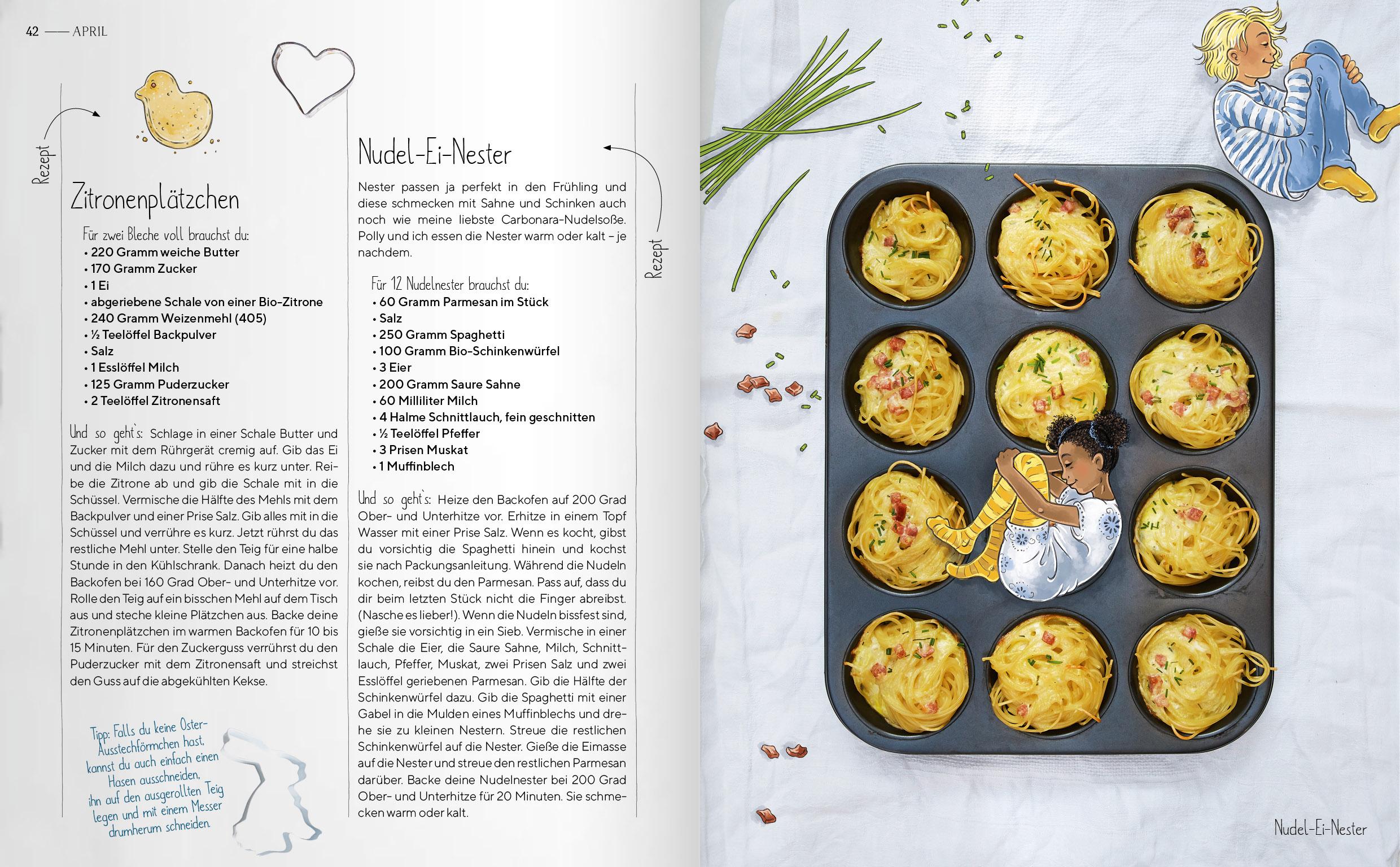 Beispielinhalt (Bild) Polly und Pelle in der Küche