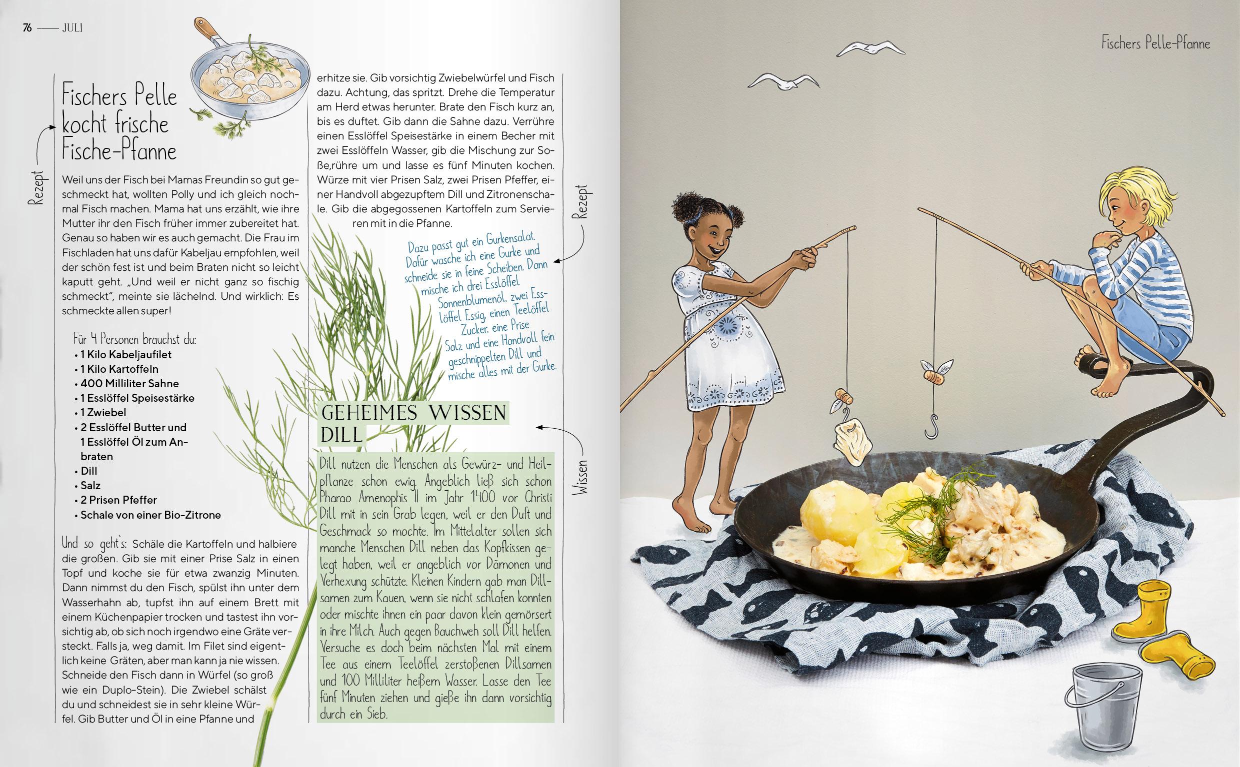 Beispielinhalt (Bild) Polly und Pelle in der Küche