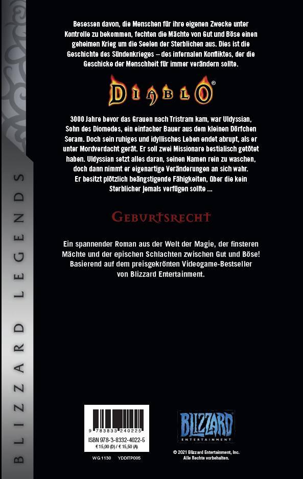 Rückseitencover Diablo: Sündenkrieg Buch 1 - Geburtsrecht