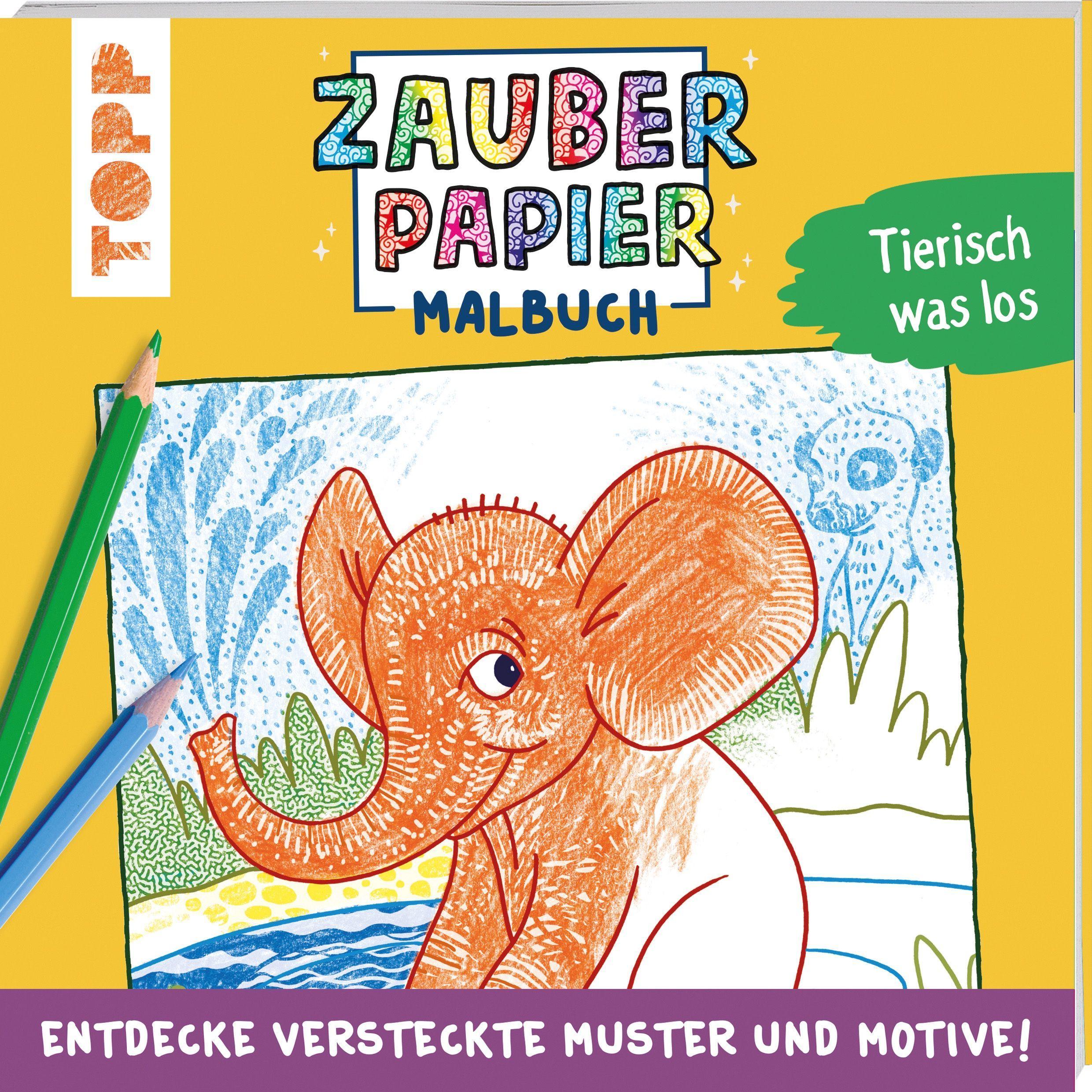 Vorderes Coverbild Zauberpapier Malbuch Tierisch was los