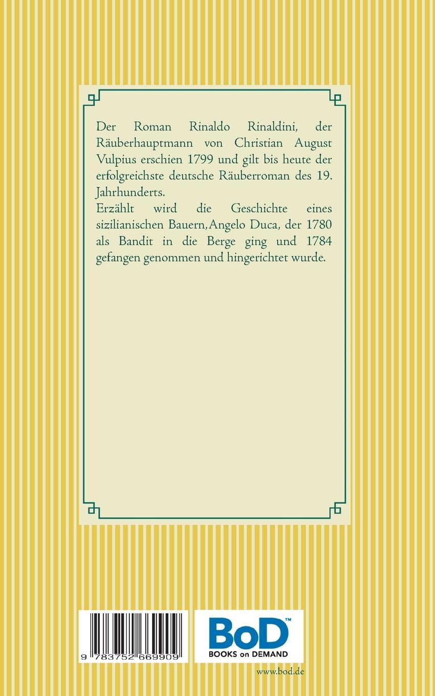 Rückseitencover Rinaldo Rinaldini der Räuberhauptmann