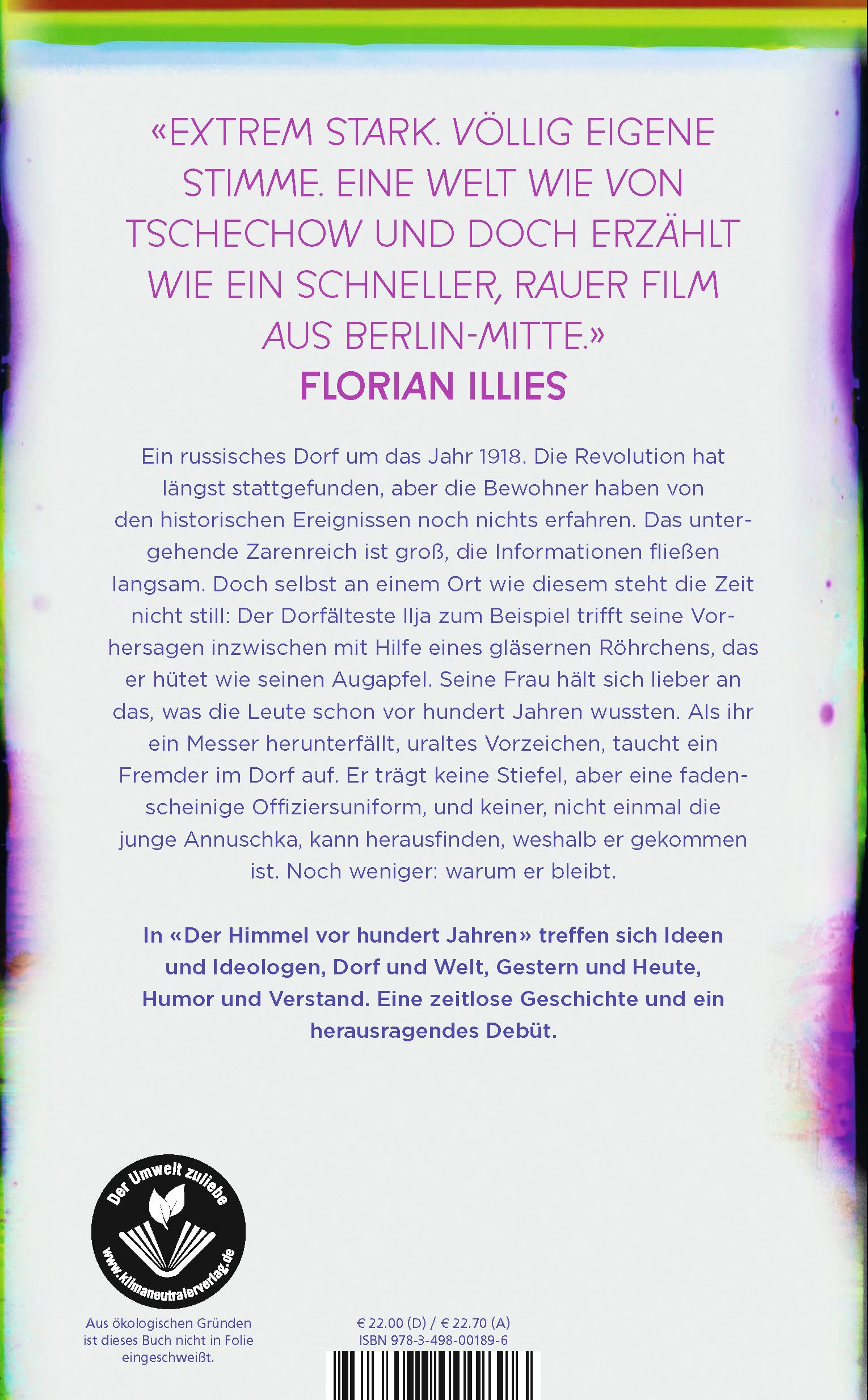 Rückseitencover Der Himmel vor hundert Jahren