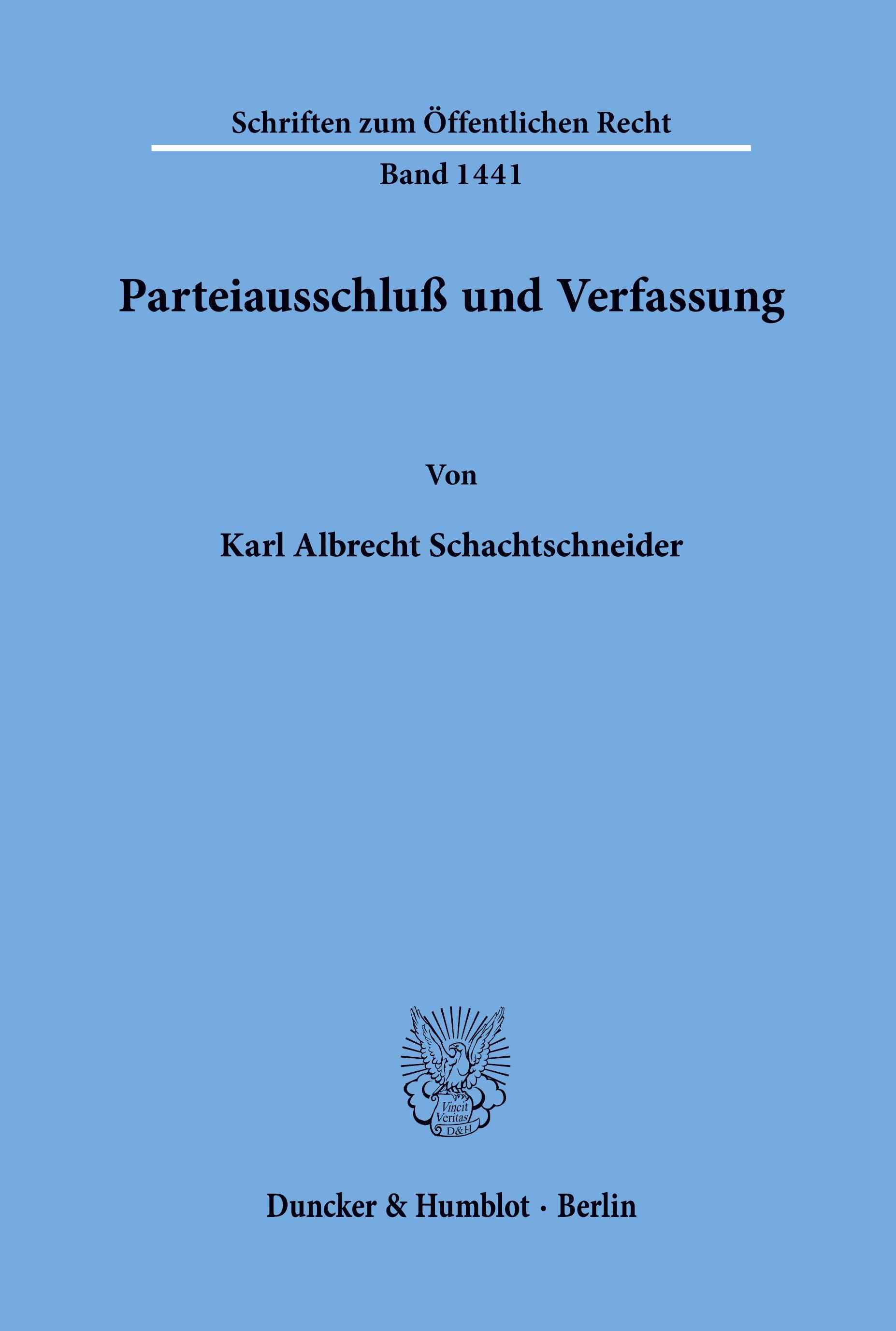 Vorderes Coverbild Parteiausschluß und Verfassung.