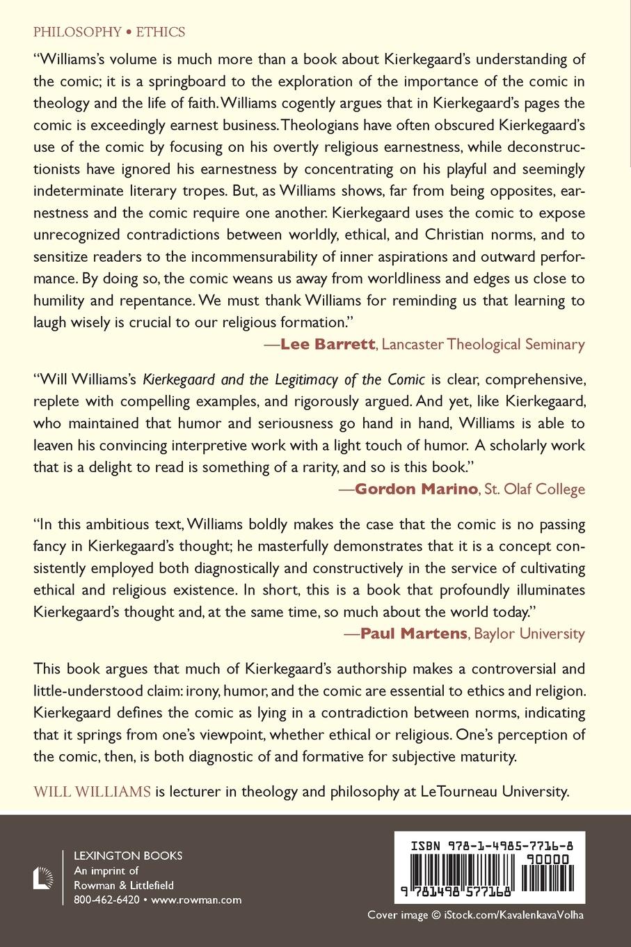 Rückseitencover Kierkegaard and the Legitimacy of the Comic