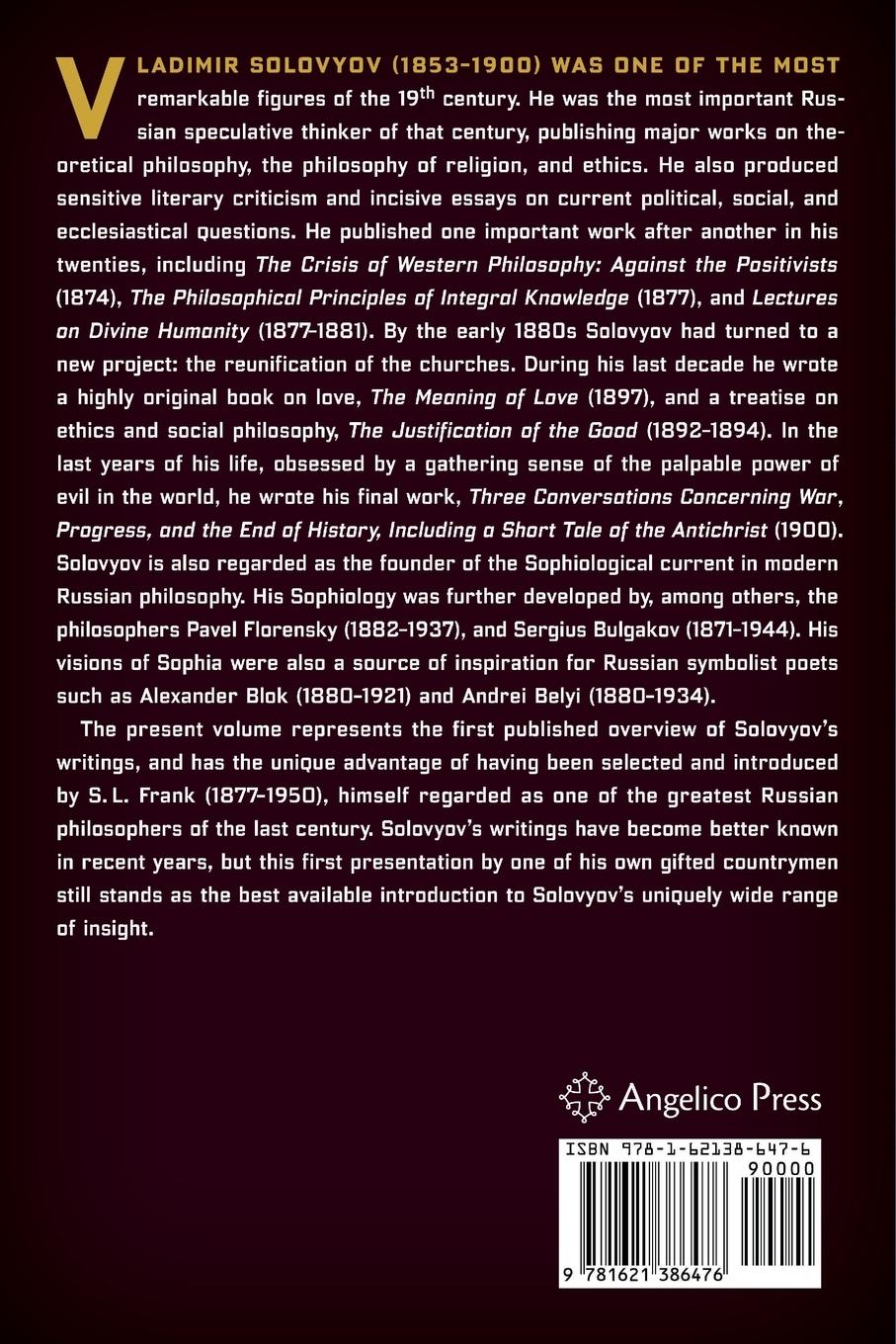 Rückseitencover A Solovyov Anthology