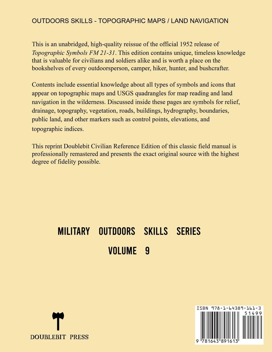 Rückseitencover Topographic Symbols - FM 21-31 US Army Field Manual (1952 Civilian Reference Edition)