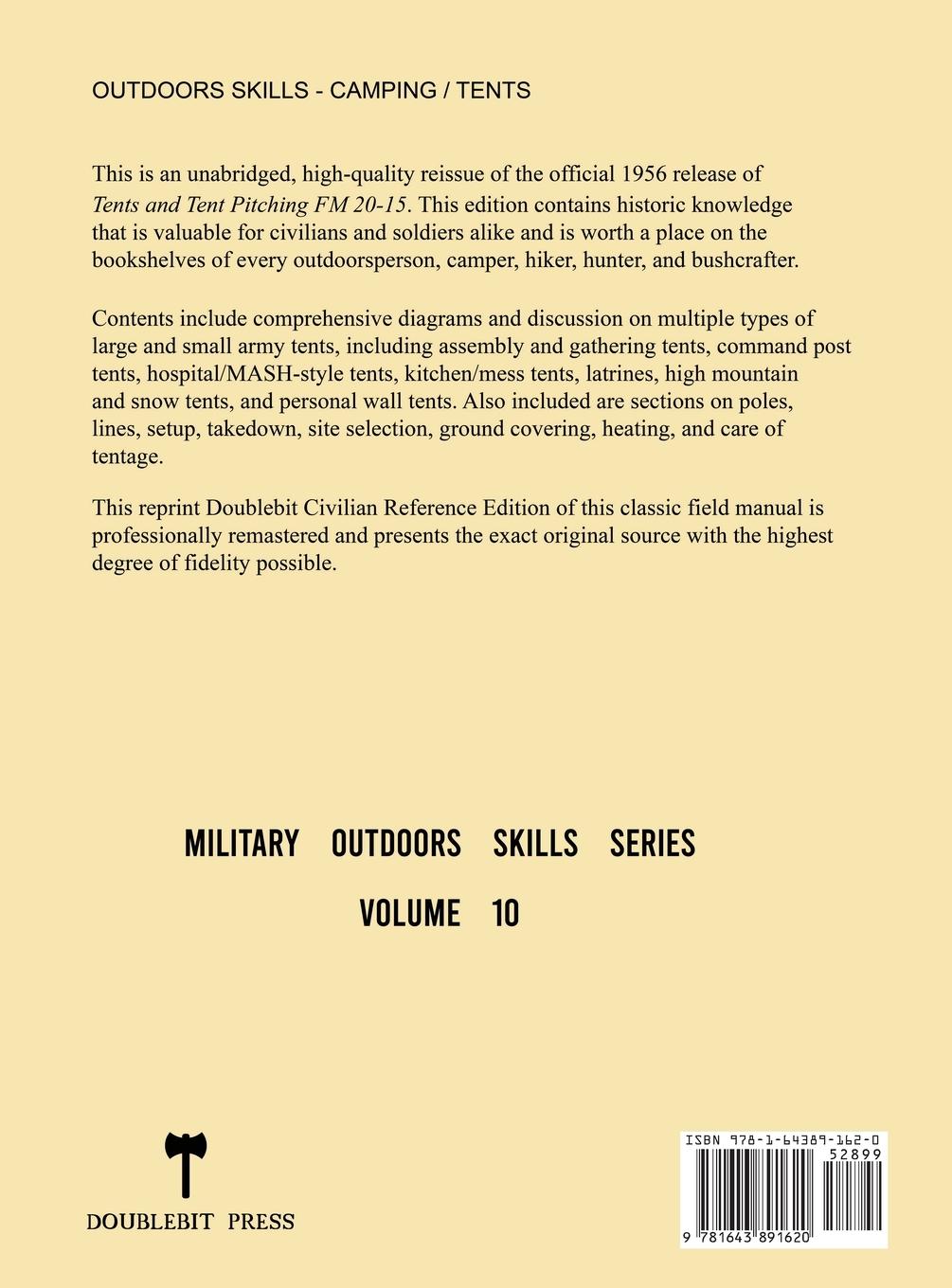 Rückseitencover Tents and Tent Pitching - FM 20-15 US Army Field Manual (1956 Civilian Reference Edition)