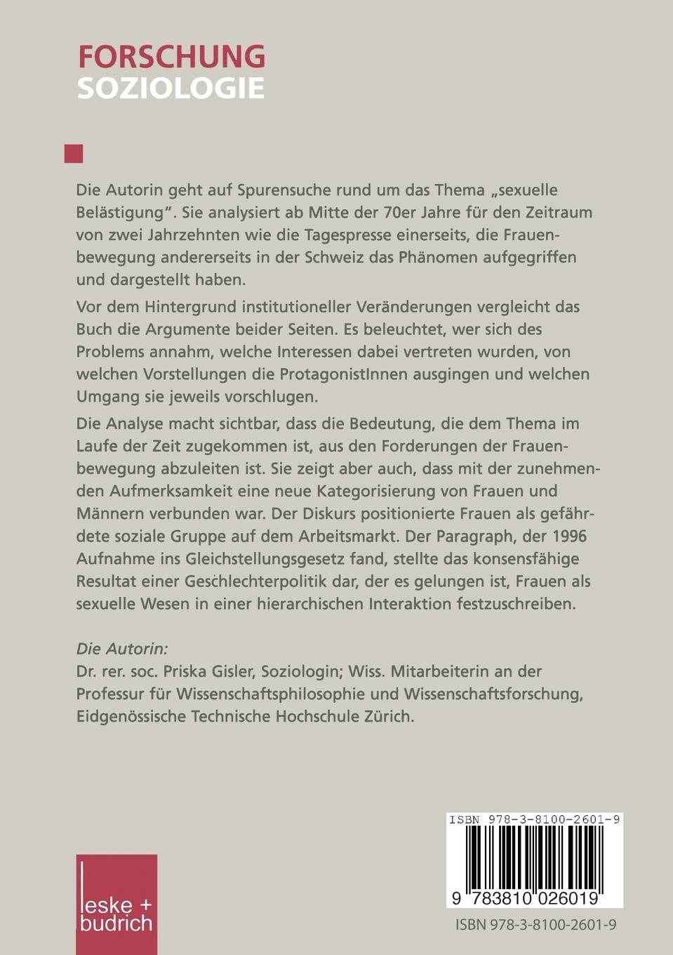 Rückseitencover Belästigung, - sexuelle