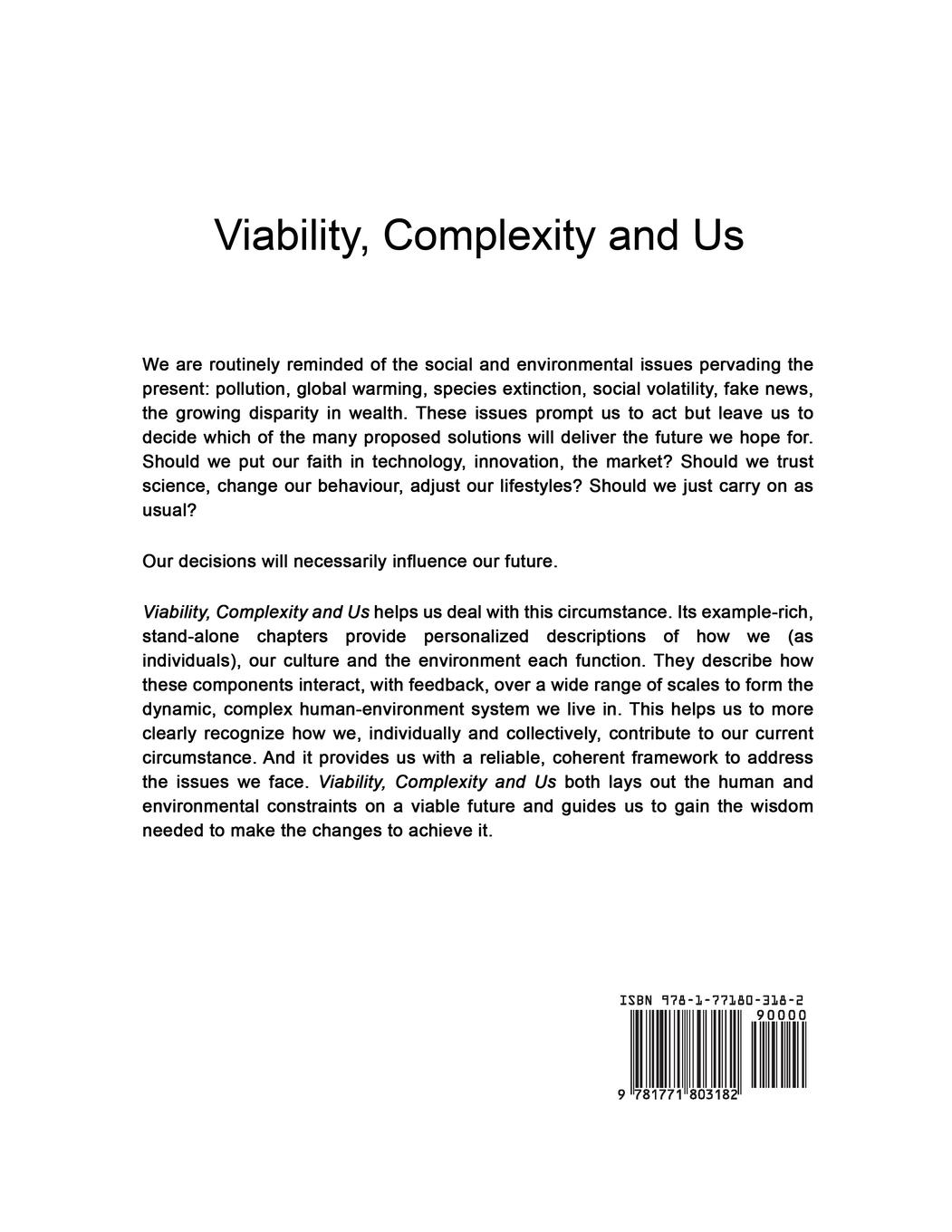 Rückseitencover Viability, Complexity and Us
