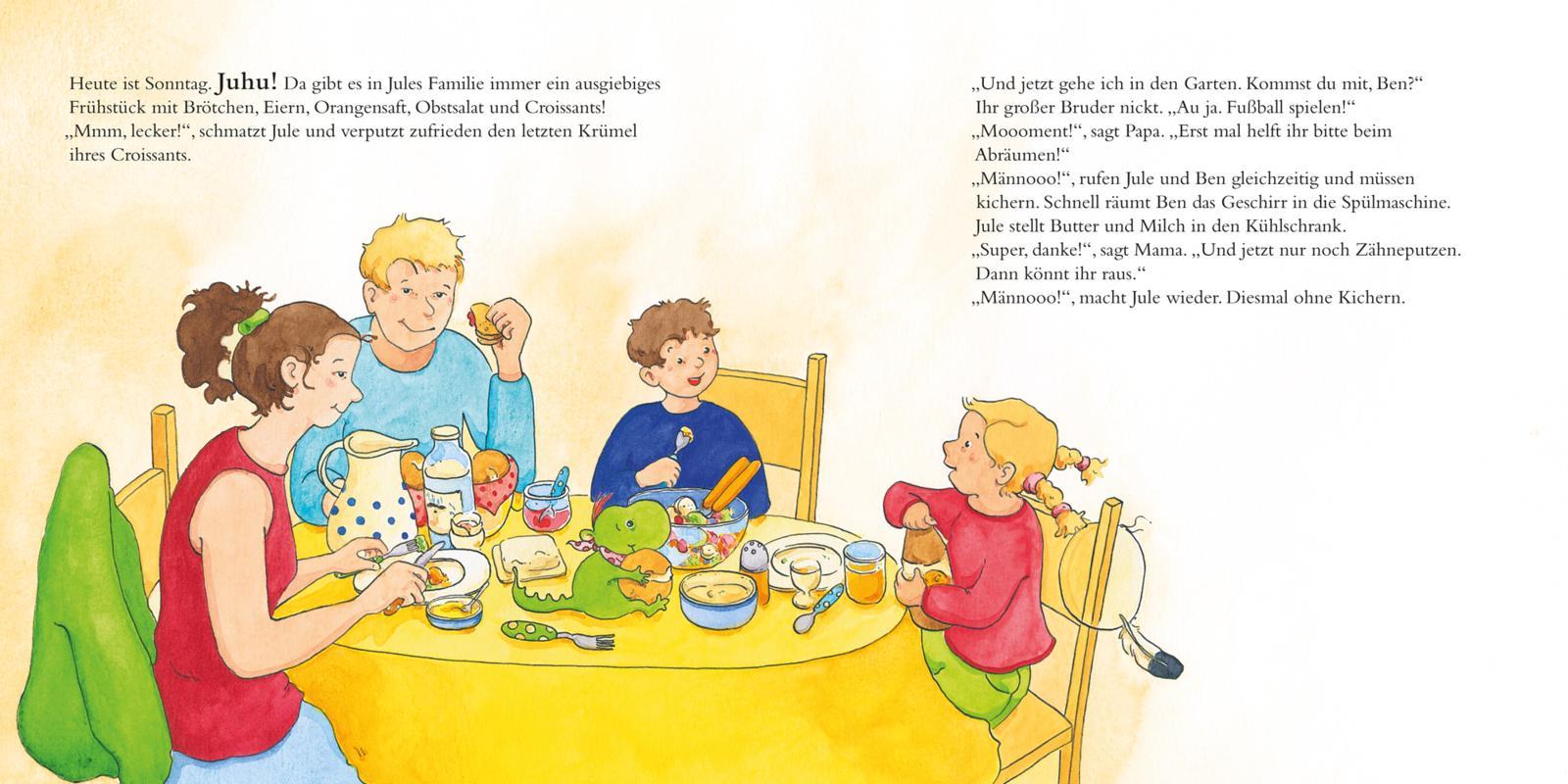 Beispielinhalt (Bild) LESEMAUS 138: Jule putzt sich die Zähne - und Mama hilft mit