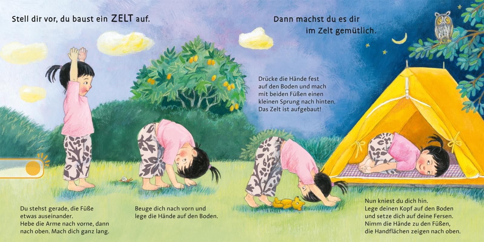 Beispielinhalt (Bild) Hör mal (Soundbuch): Yoga für Kinder zum Spielen und Entspannen