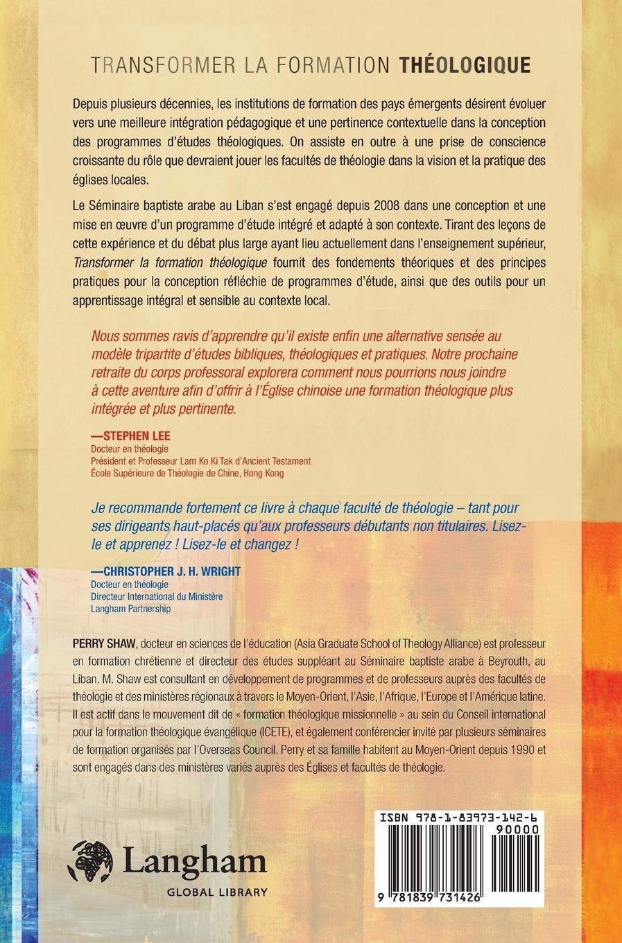 Rückseitencover Transformer la formation théologique