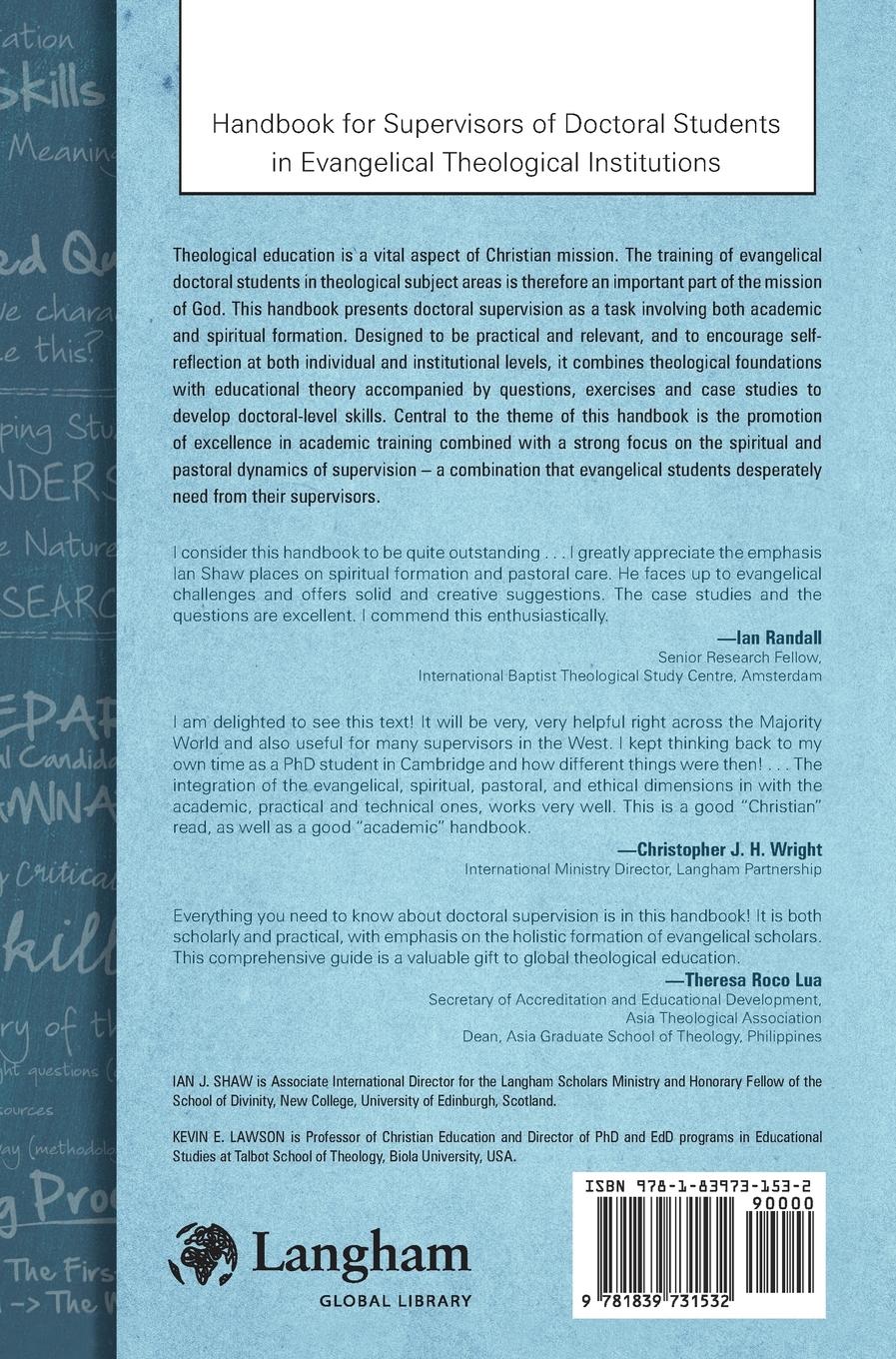 Rückseitencover Handbook for Supervisors of Doctoral Students in Evangelical Theological Institutions