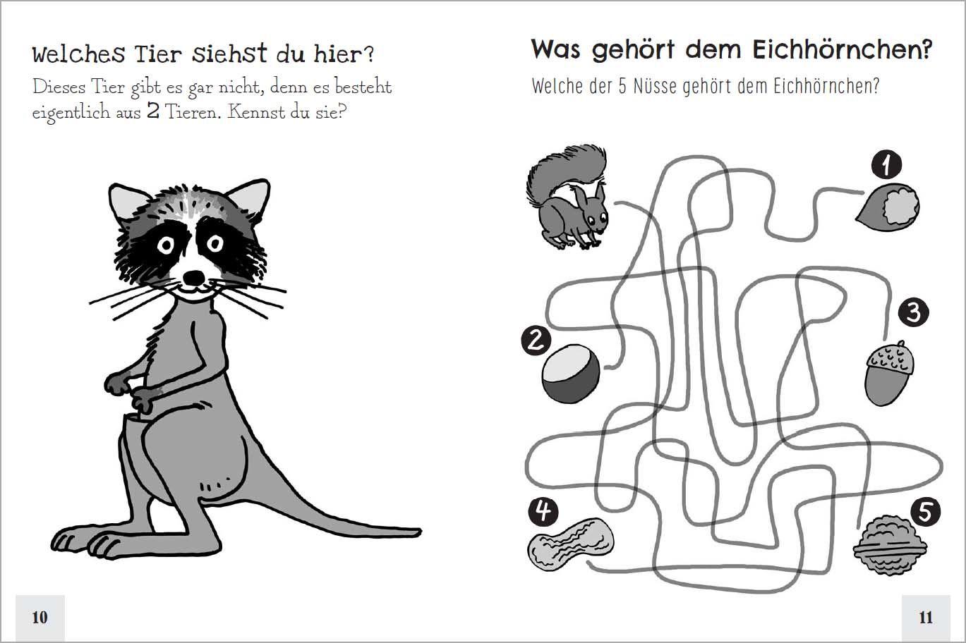 Beispielinhalt (Bild) Mein starker Rätsel-Spaß. Über 200 Rätsel für Kinder ab 5 Jahren. Von Punkt zu Punkt, Bilderrätsel, Suchbilder, Labyrinthe, Ausmalbilder u.v.m.