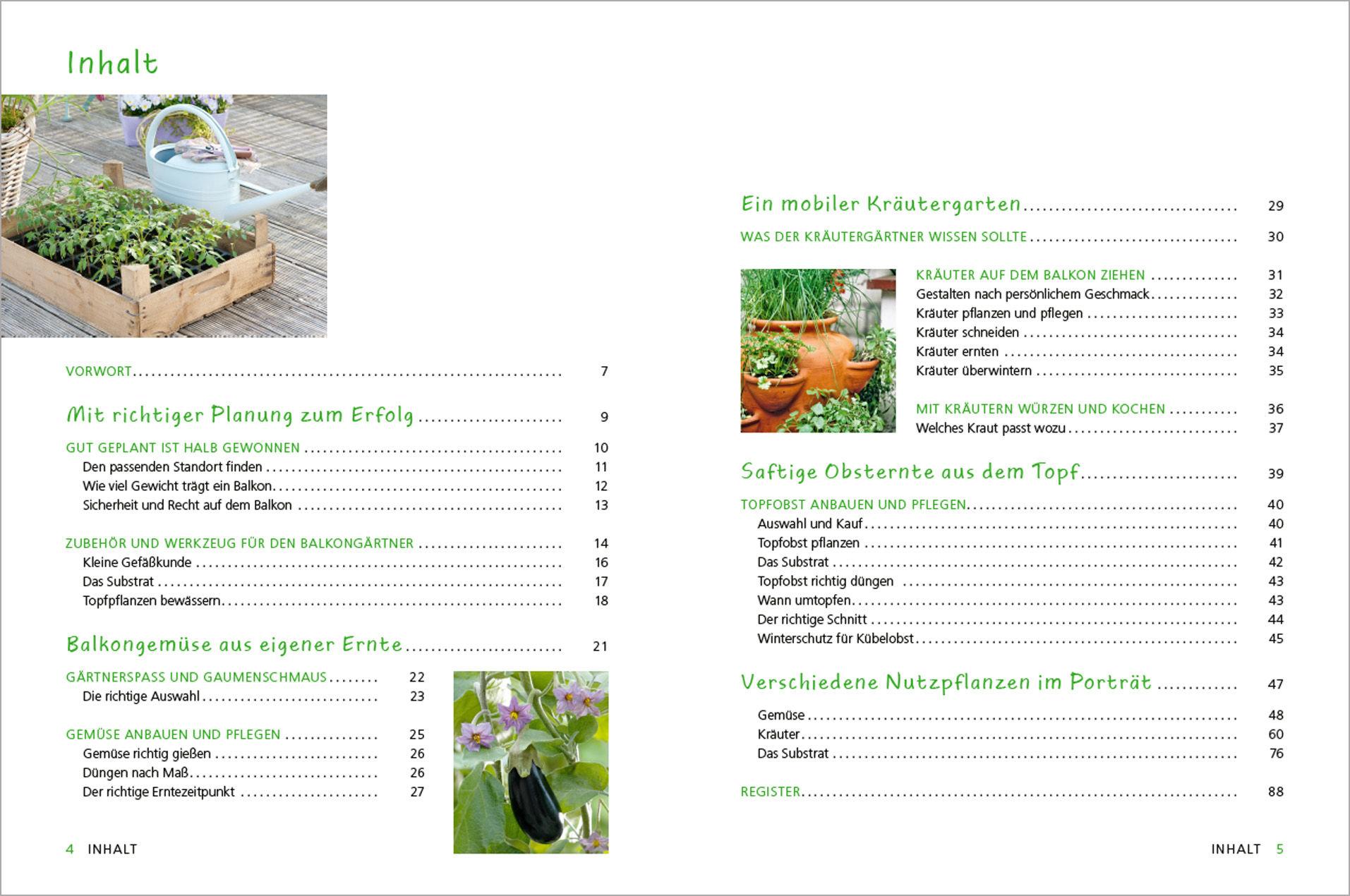 Beispielinhalt (Bild) Alles Bio vom Balkon. Obst, Gemüse und Kräuter selber ziehen.