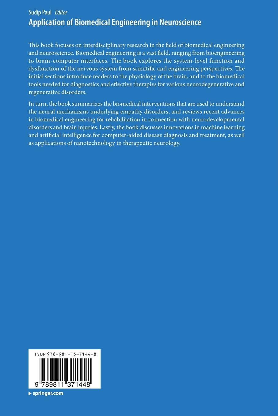 Rückseitencover Application of Biomedical Engineering in Neuroscience