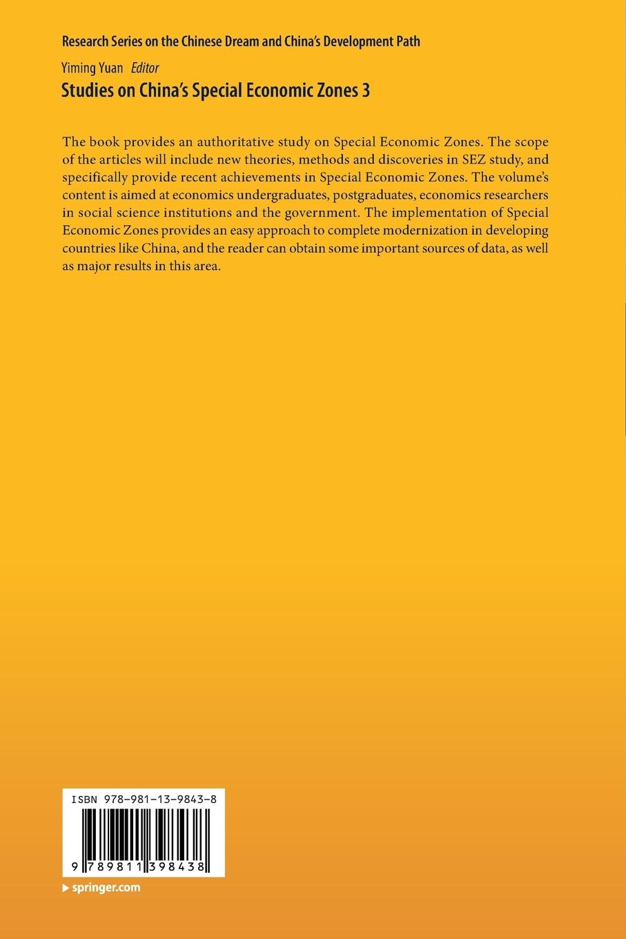 Rückseitencover Studies on China's Special Economic Zones 3