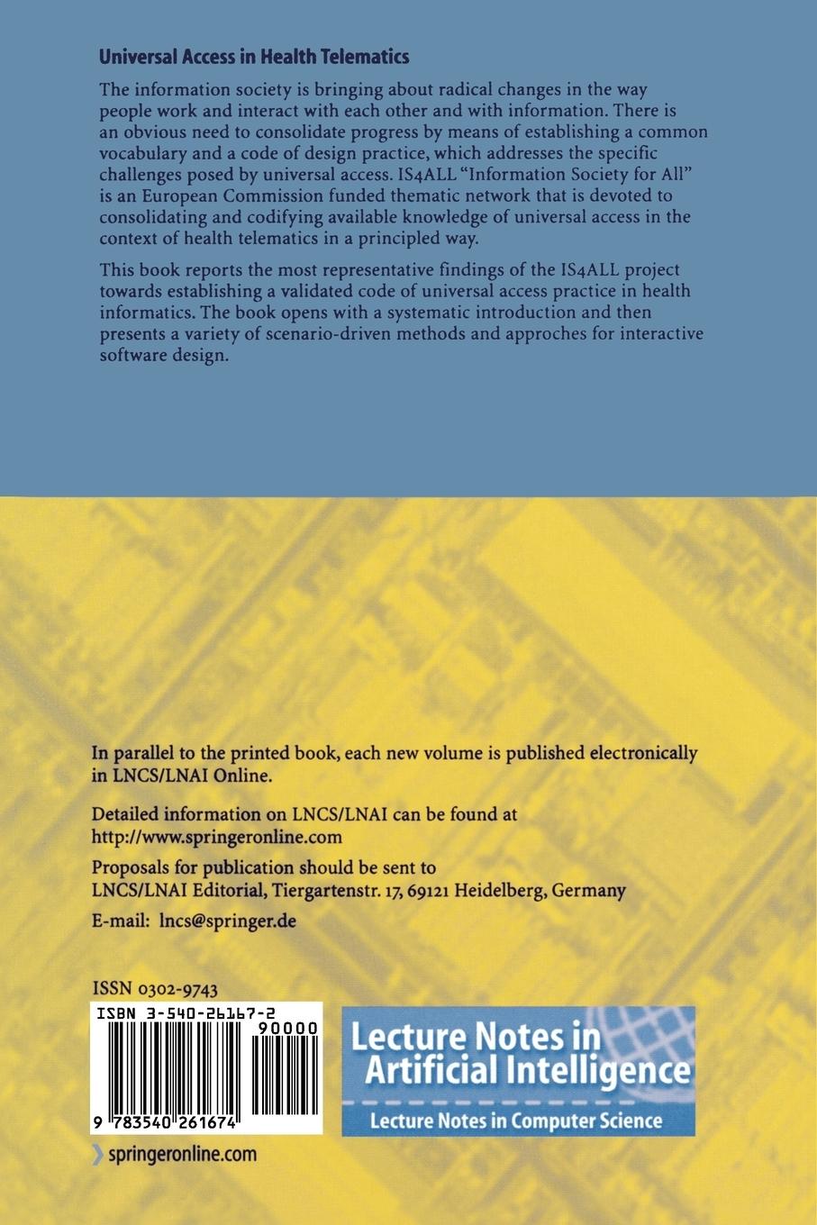 Rückseitencover Universal Access in Health Telematics