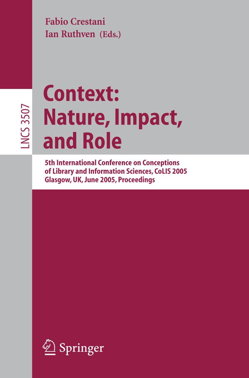 Vorderes Coverbild Information Context: Nature, Impact, and Role