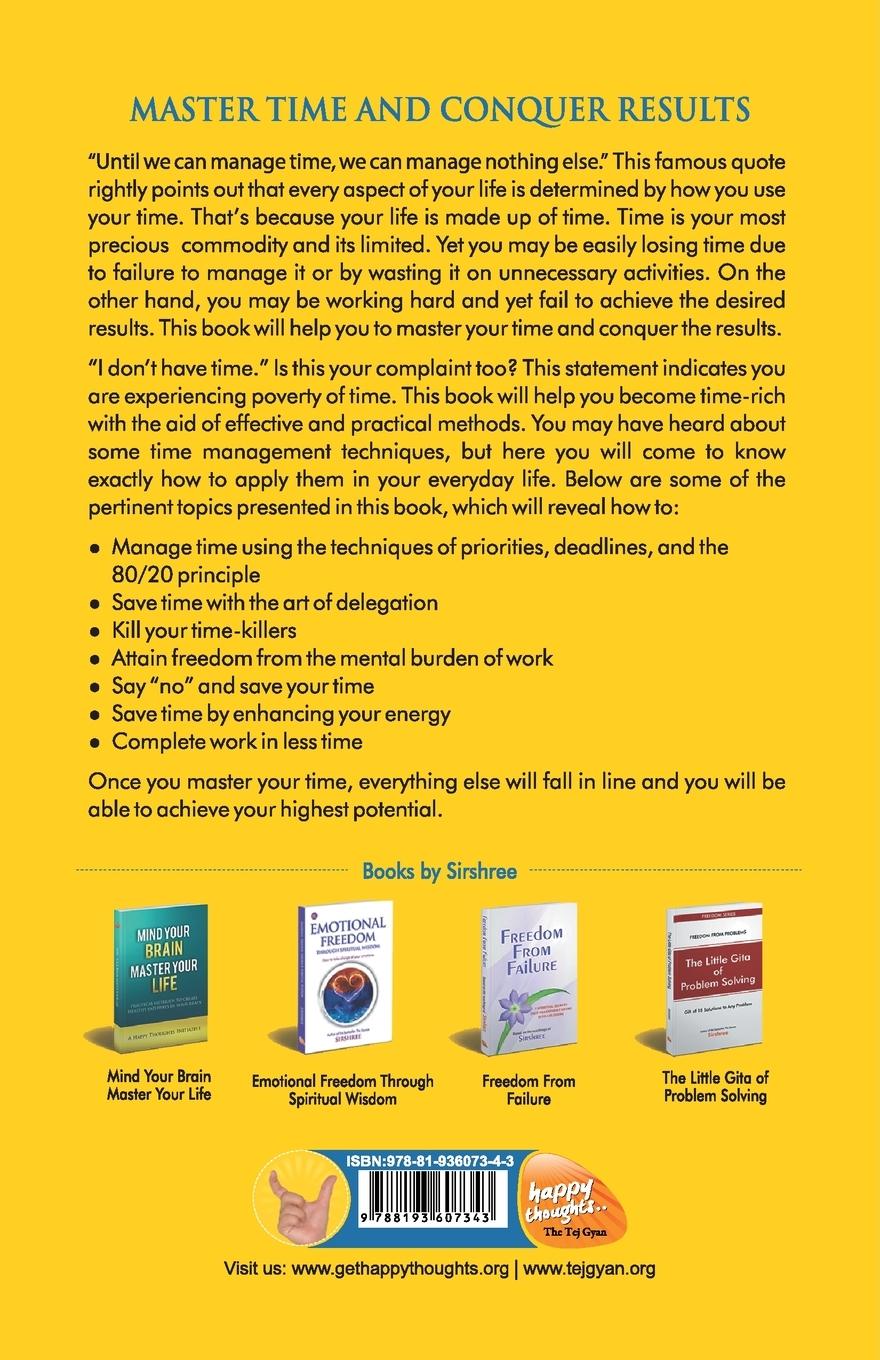 Rückseitencover MASTERING THE ART OF TIME MANAGEMENT - Highest Use of Your Time To Achieve Your Highest Potential