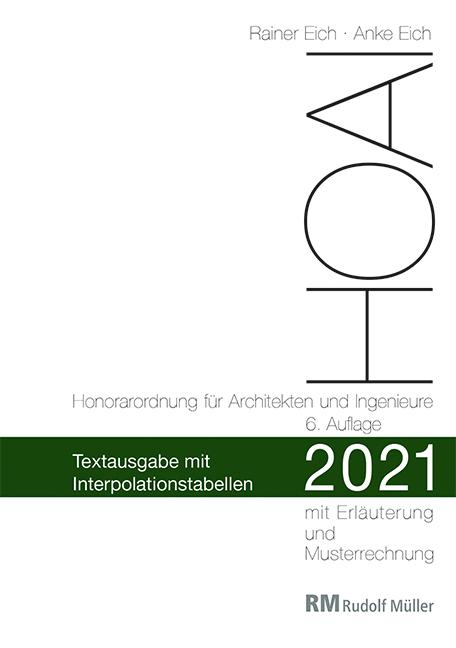 Vorderes Coverbild HOAI 2021 - Textausgabe mit Interpolationstabellen