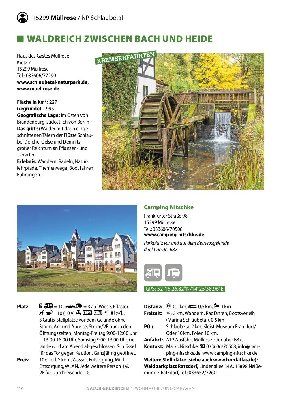 Beispielinhalt (Bild) Stellplatzführer Naturparks