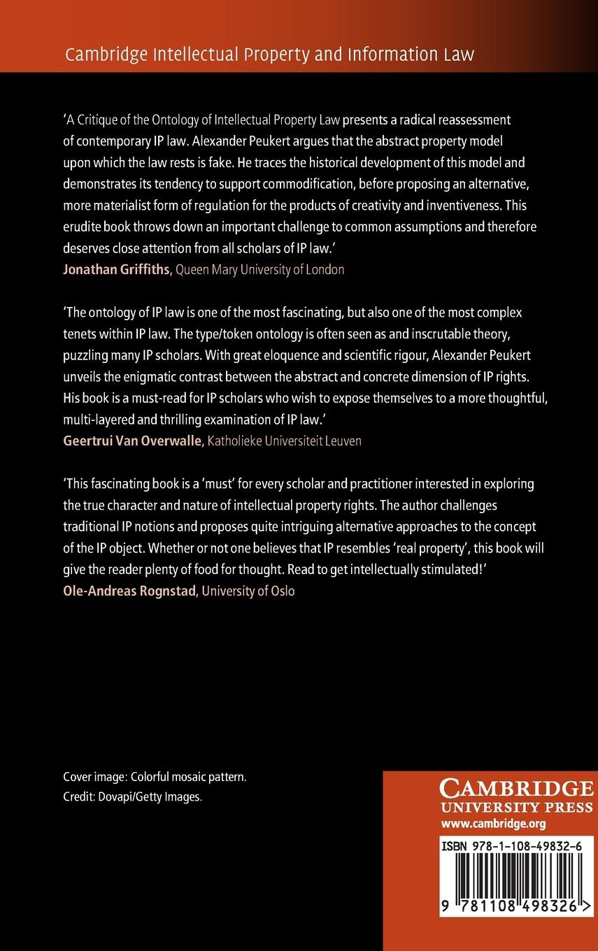 Rückseitencover A Critique of the Ontology of Intellectual Property Law