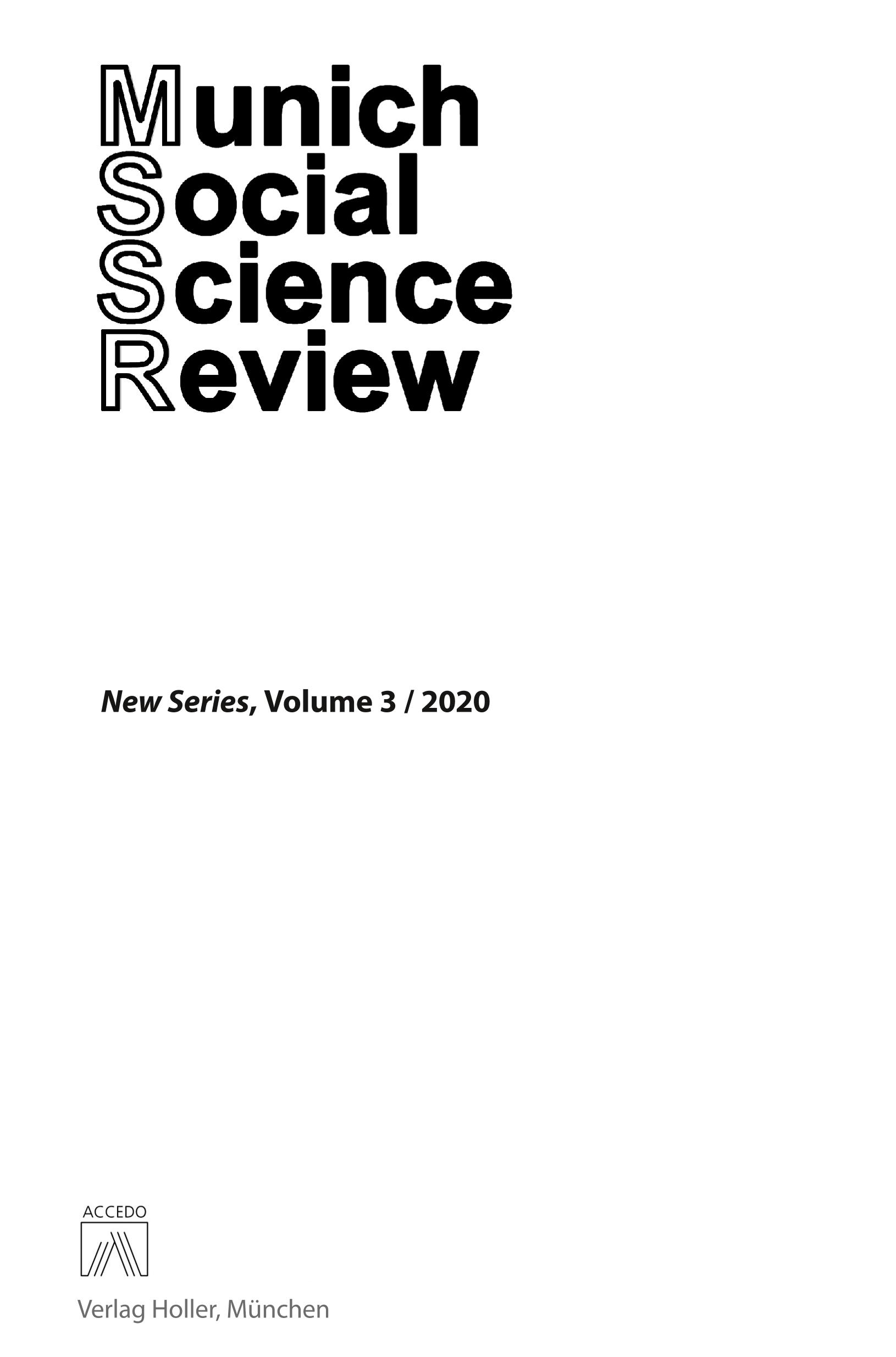 Vorderes Coverbild Munich Social Science Review, New Series, Volume 3