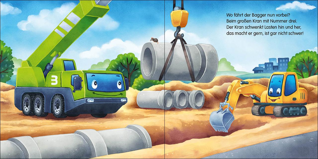 Beispielinhalt (Bild) Gute Nacht, kleiner Bagger!