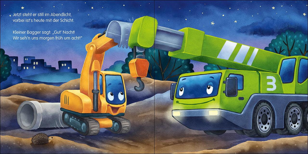 Beispielinhalt (Bild) Gute Nacht, kleiner Bagger!