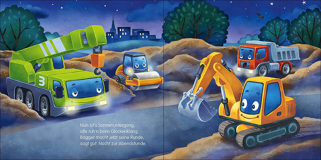 Beispielinhalt (Bild) Gute Nacht, kleiner Bagger!