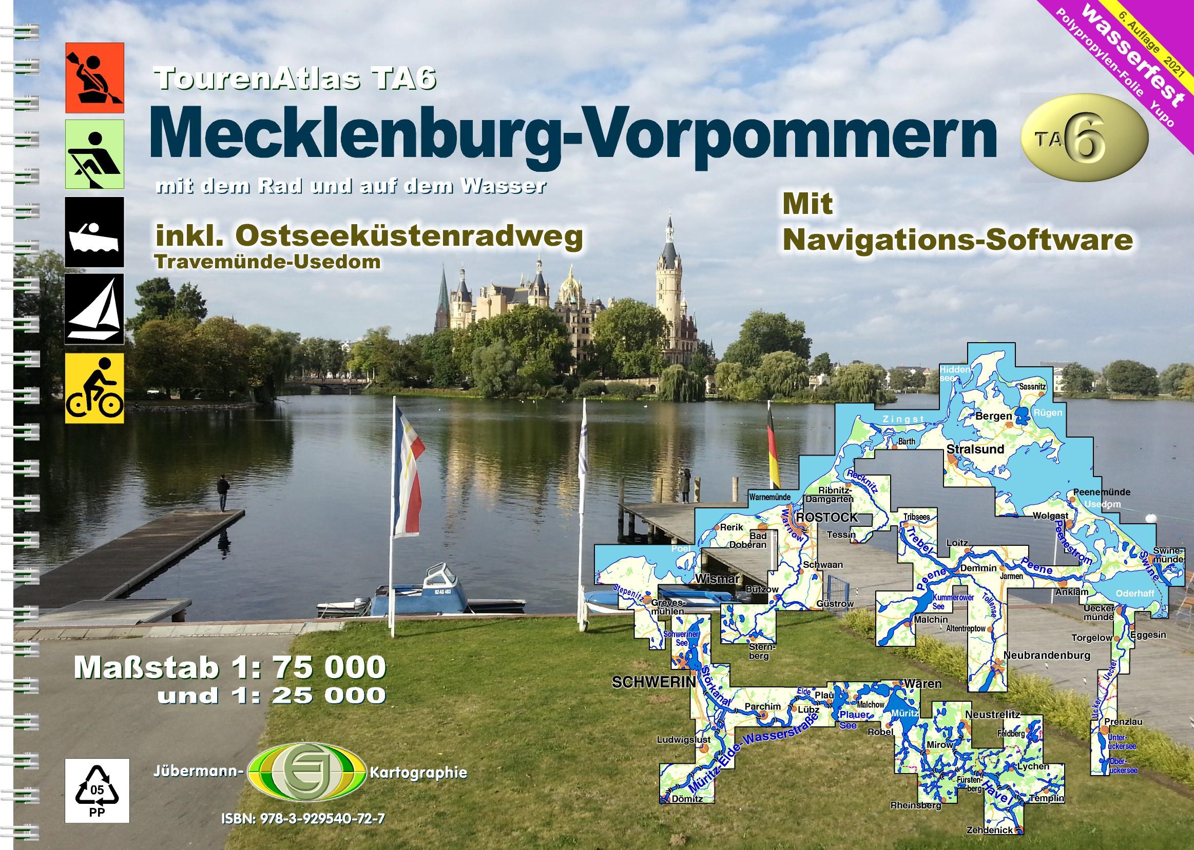 Vorderes Coverbild TourenAtlas Wasserwandern / TA6 Mecklenburg-Vorpommern