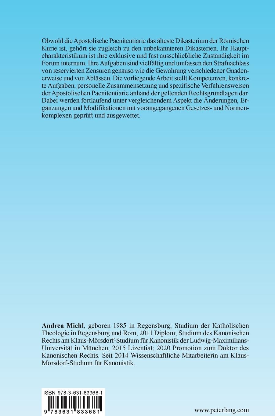 Rückseitencover Die Apostolische Paenitentiarie