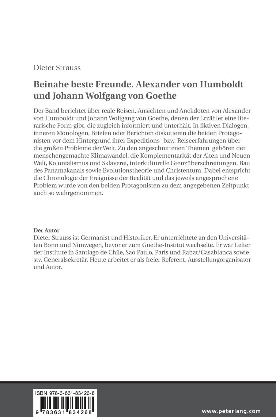 Rückseitencover Beinahe beste Freunde. Alexander von Humboldt und Johann Wolfgang von Goethe