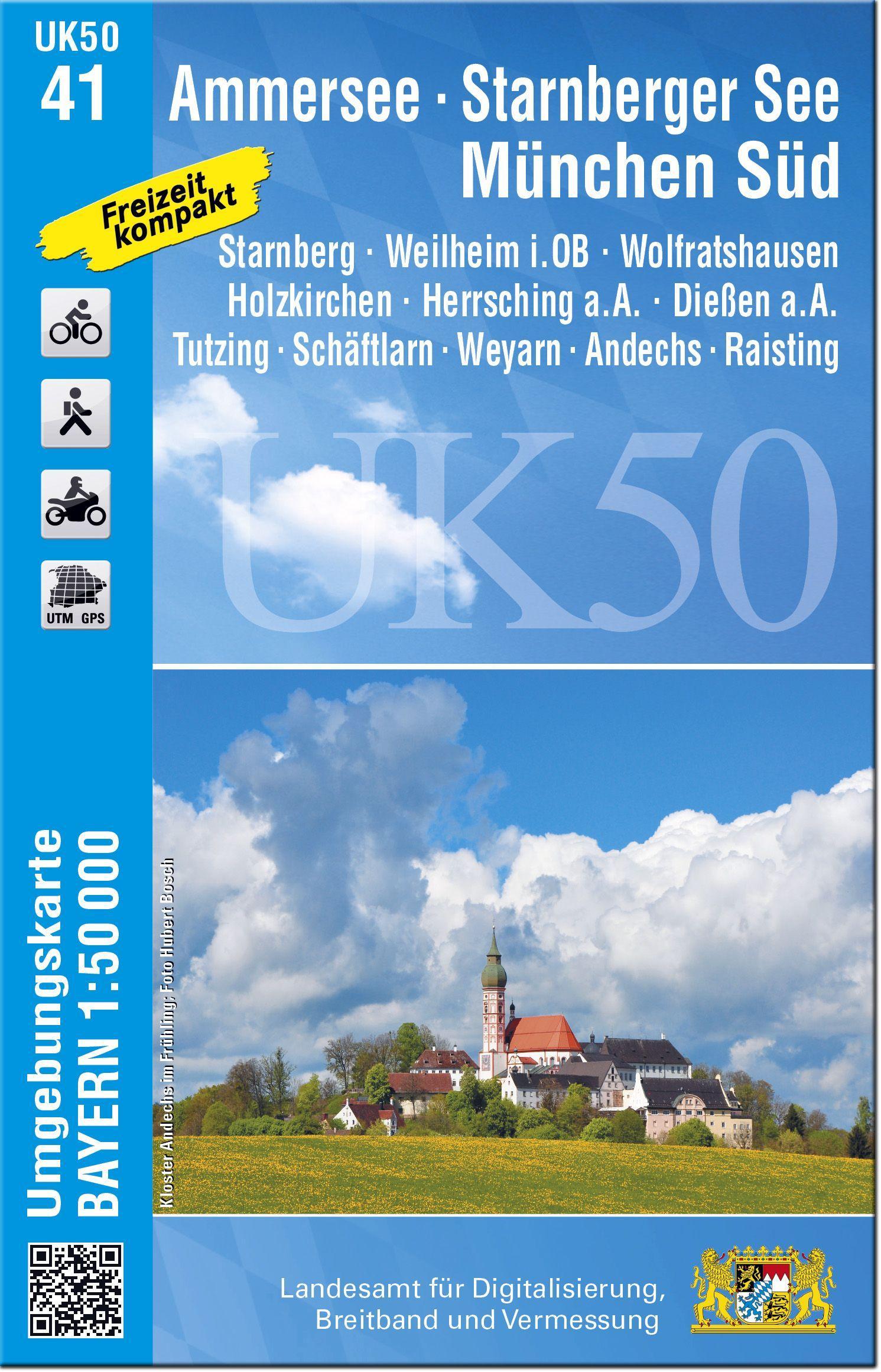Vorderes Coverbild Ammersee, Starnberger See, München-Süd 1 : 50 000 (UK50-41)