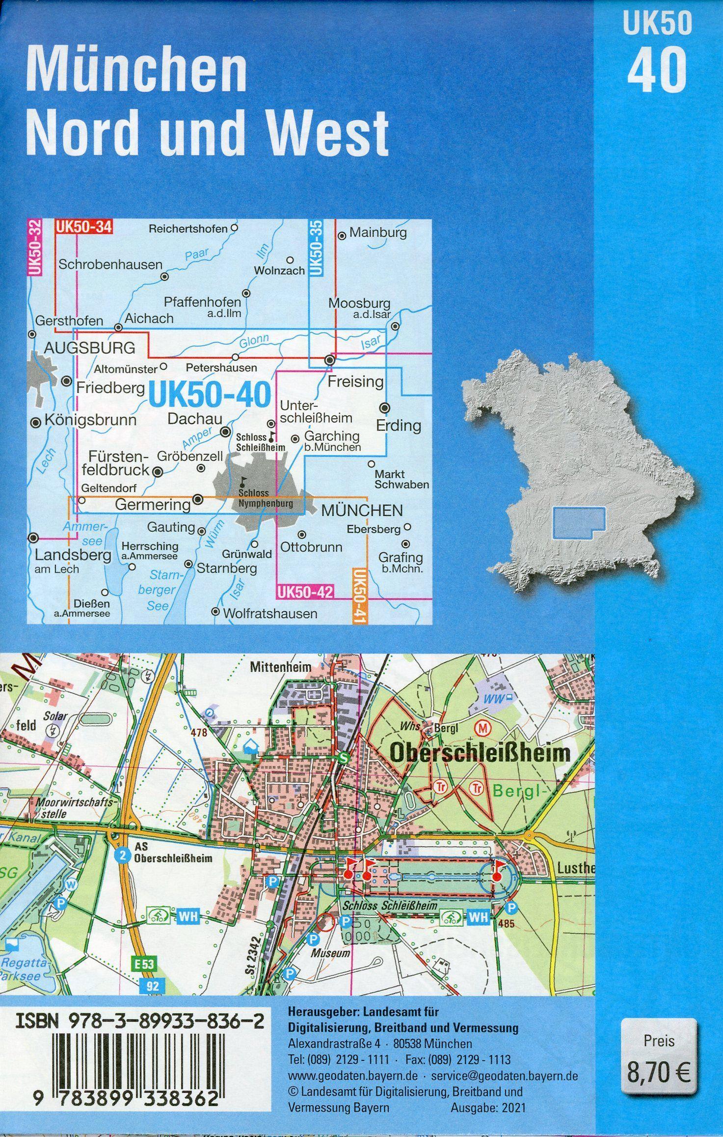 Beispielinhalt (Bild) München Nord und West 1 : 50 000 ((UK 50-40)  Laufzeit bis 2021