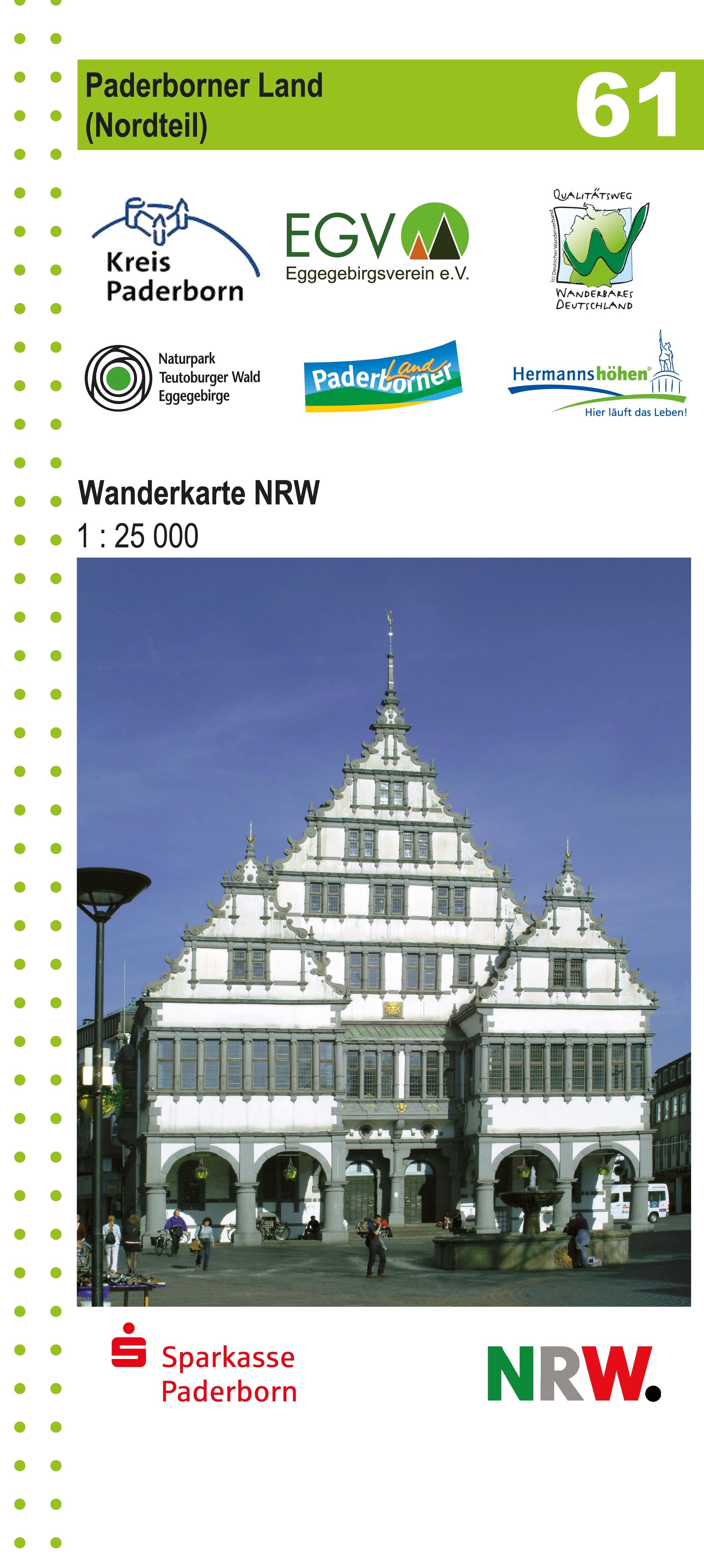 Vorderes Coverbild Paderborner Land (Nordteil) Blatt 61, topographische Wanderkarte NRW