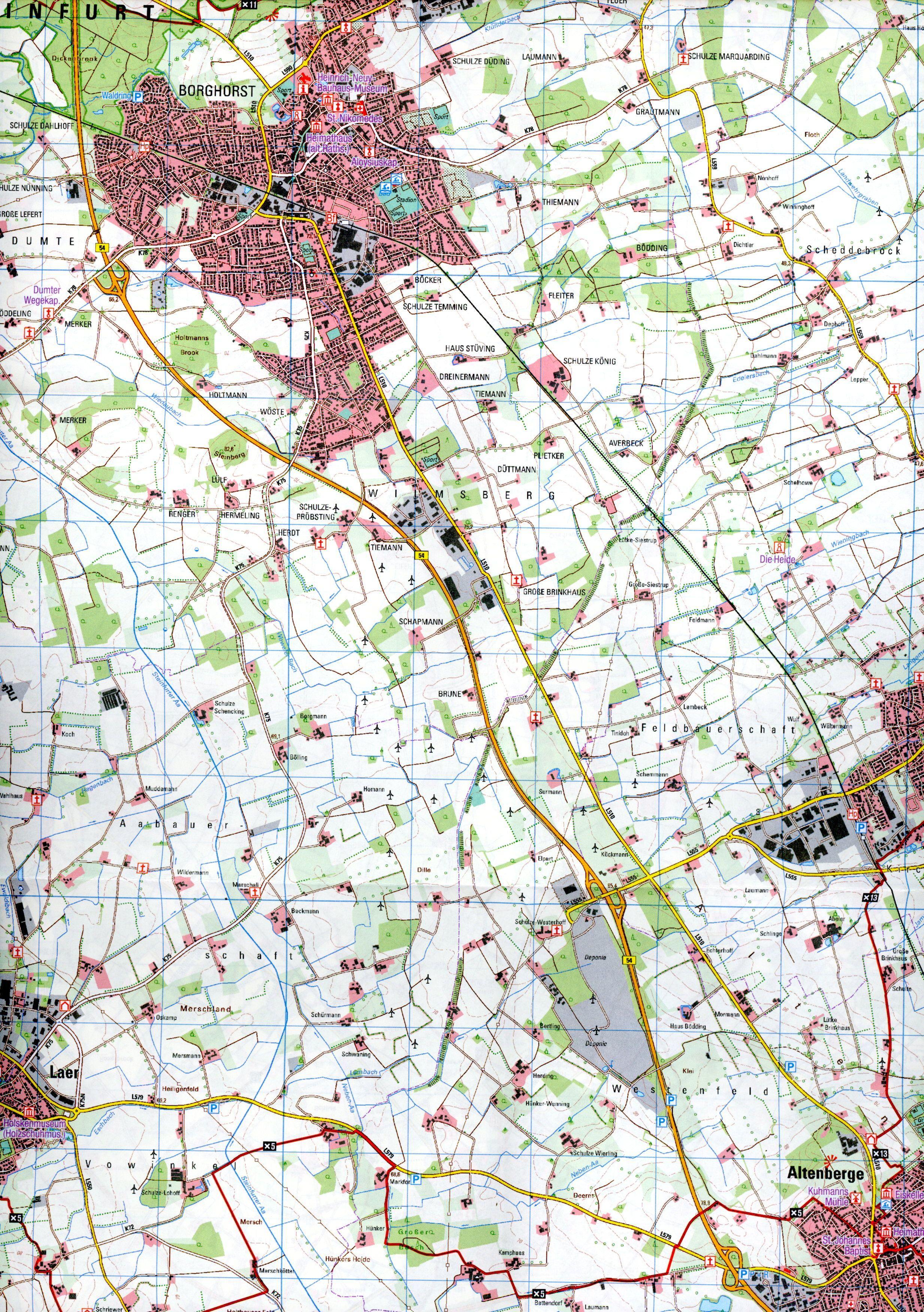 Beispielinhalt (Bild) Münster und Umgebung 1:35.000 Wanderkarte NRW