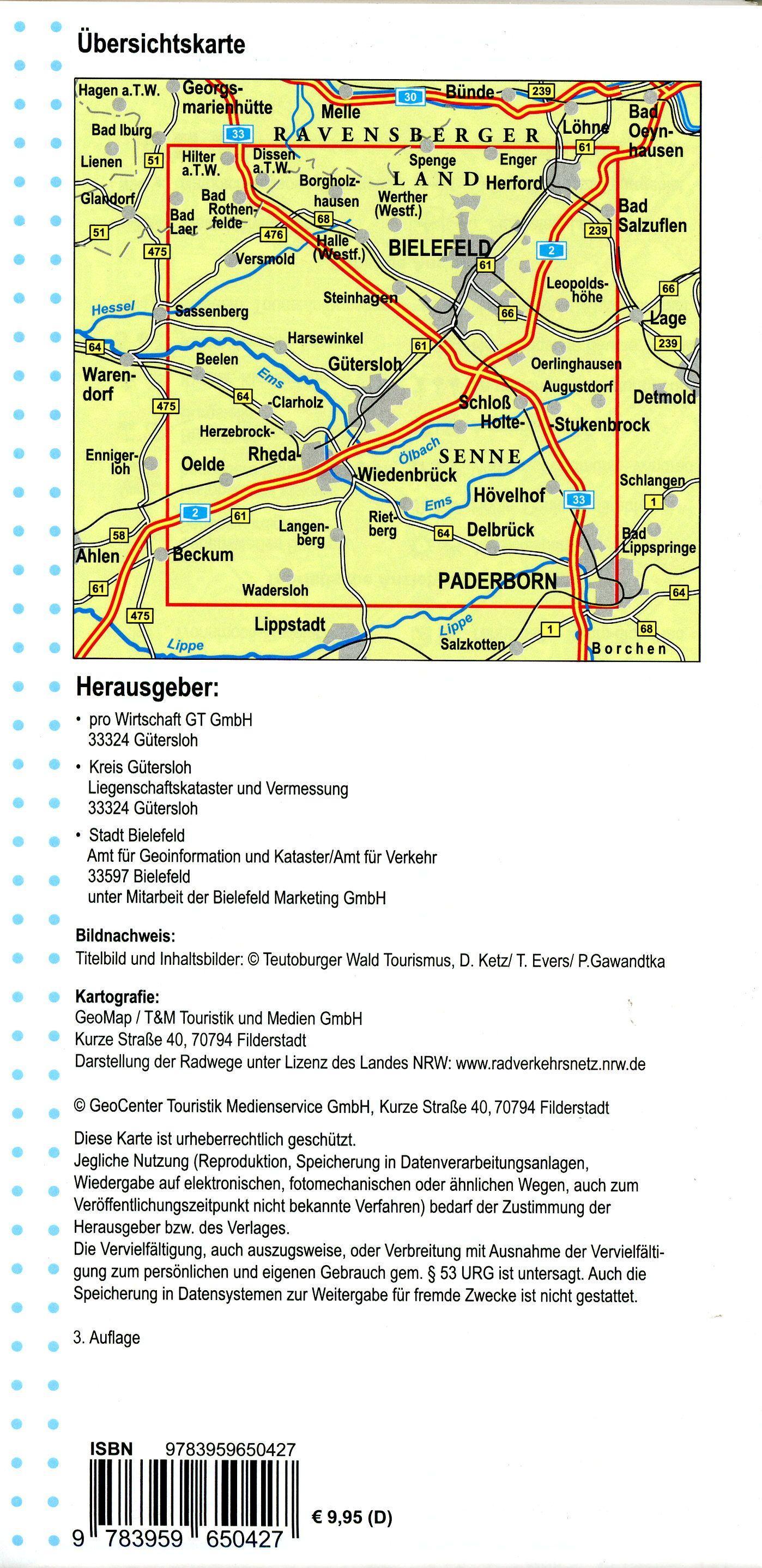 Beispielinhalt (Bild) Kreis Gütersloh, Stadt Bielefeld Radwanderkarte mit Radverkehrsnetz NRW